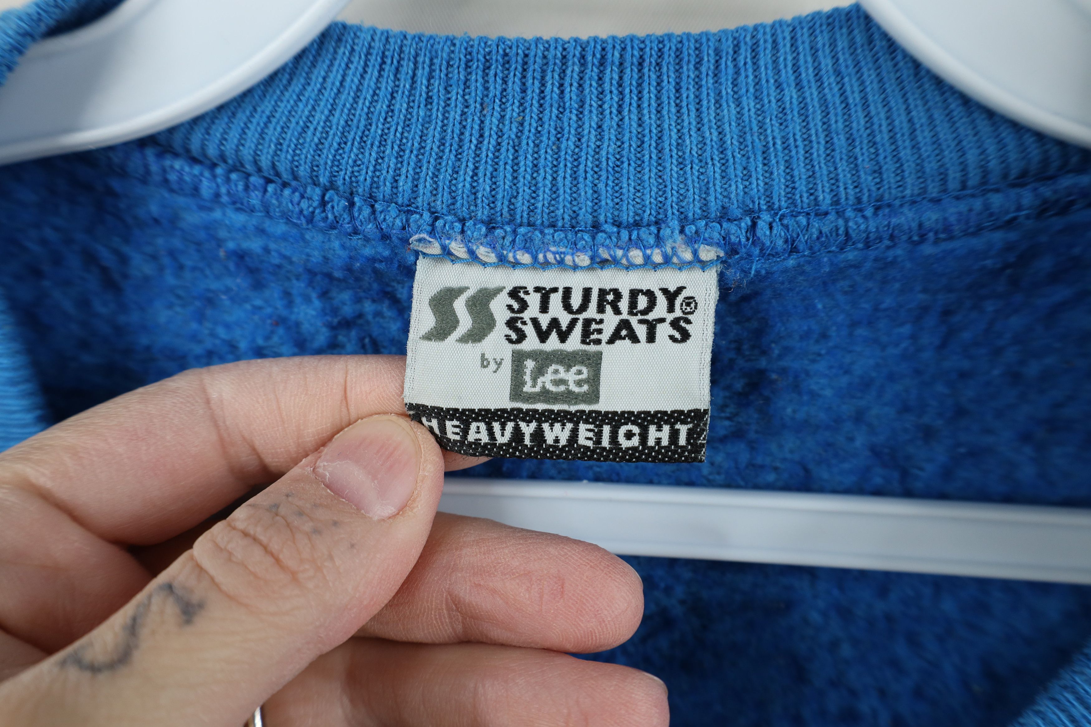 Vintage Vintage 90s Streetwear Blank Heavy Crewneck Sweatshirt Blue Size XL / US 12-14 / IT 48-50 - 5 Thumbnail