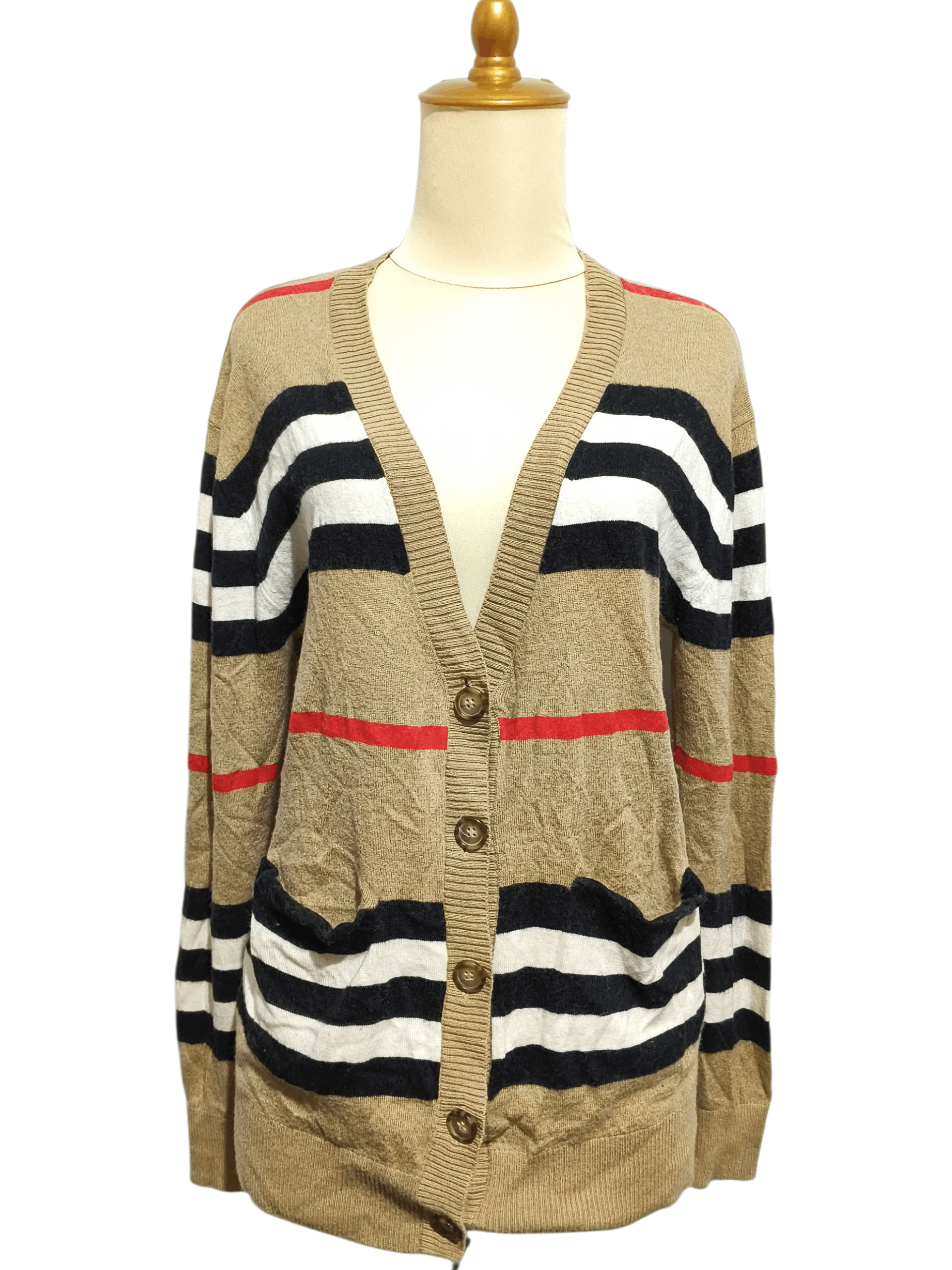 Burberry Burberry Scioto Iconic Striped merino wool cardigan Size S / US 4 / IT 40 - 1 Thumbnail