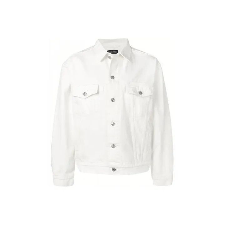 Balenciaga White Stone Washed Denim Jacket for Men