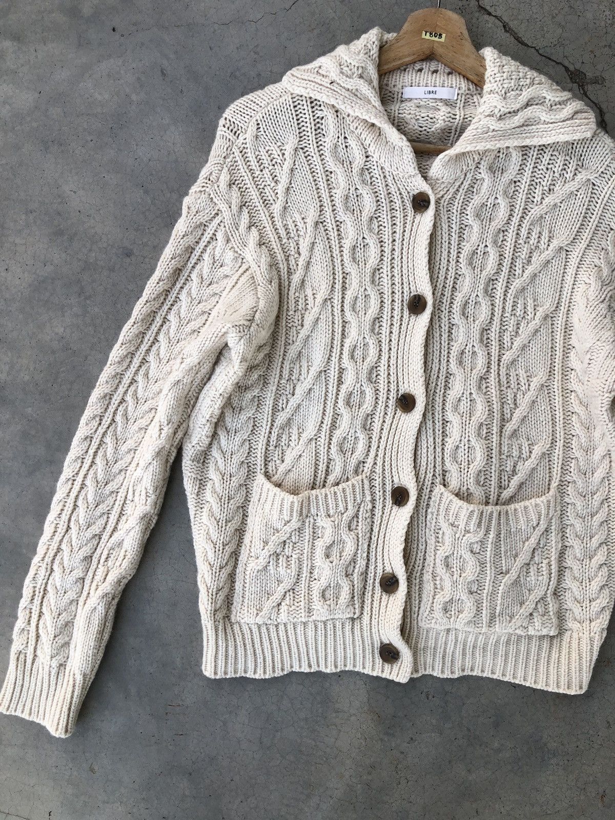 Designer × Japanese Brand LIBRE Cardigan CableKnit Sweater Pure Pullover Size US L / EU 52-54 / 3 - 3 Thumbnail