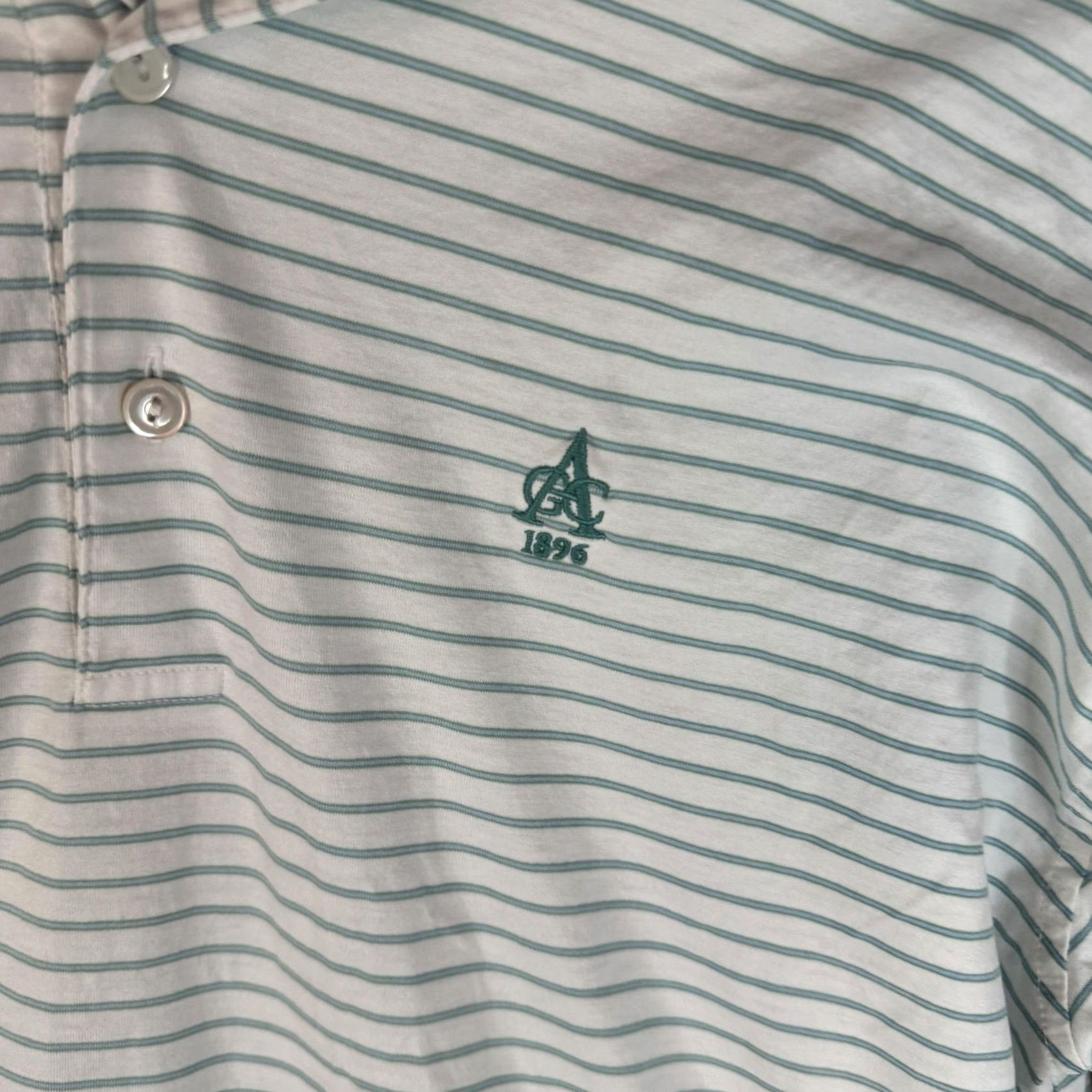 Peter Millar Peter Millar Polo Shirt Mens M White Green Stripe 100% Cotton Golf AC 1896 Logo Size US M / EU 48-50 / 2 - 4 Thumbnail