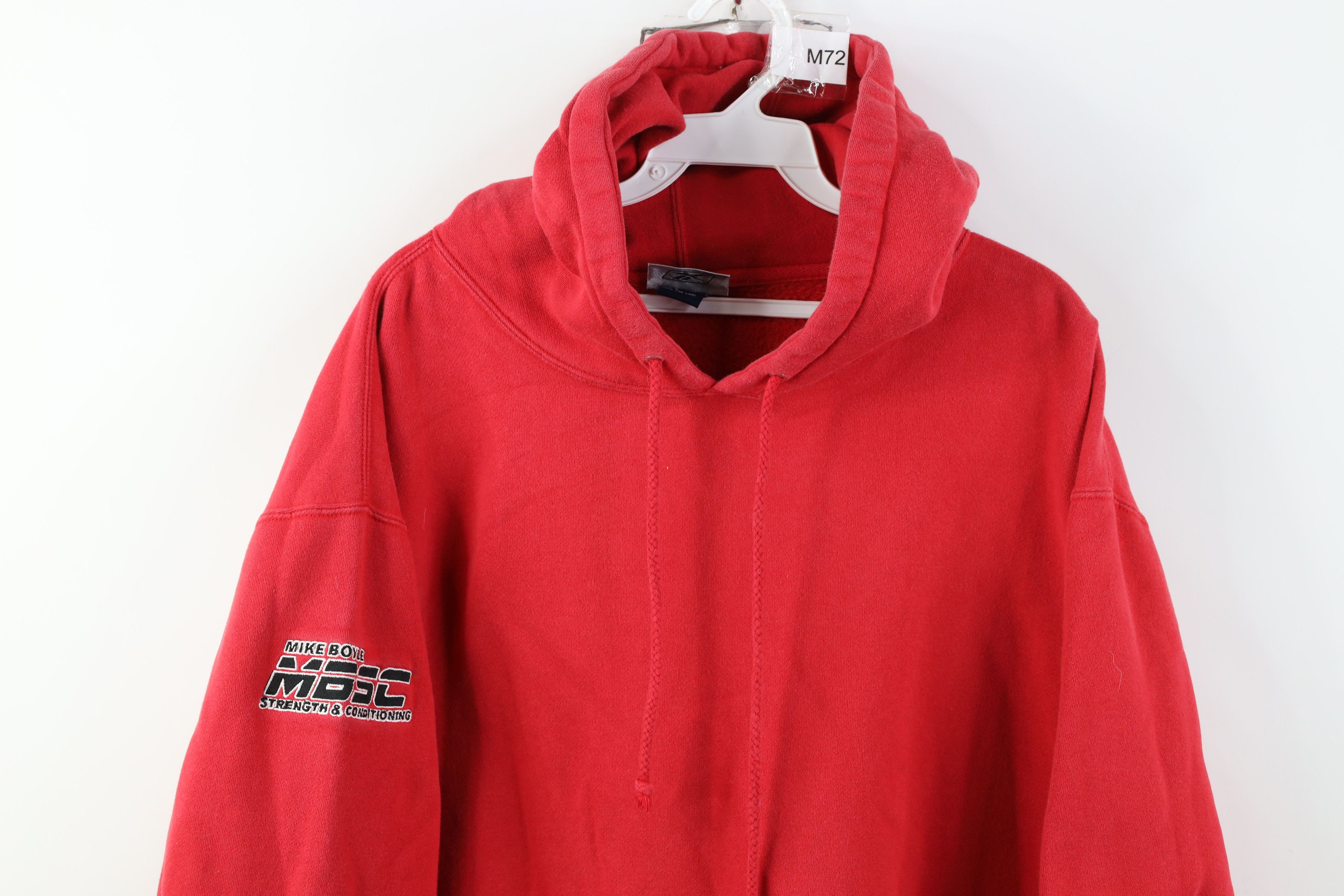 Reebok Vintage 90s Y2K Reebok Heavyweight Hoodie Sweatshirt Red Size US L / EU 52-54 / 3 - 2 Thumbnail