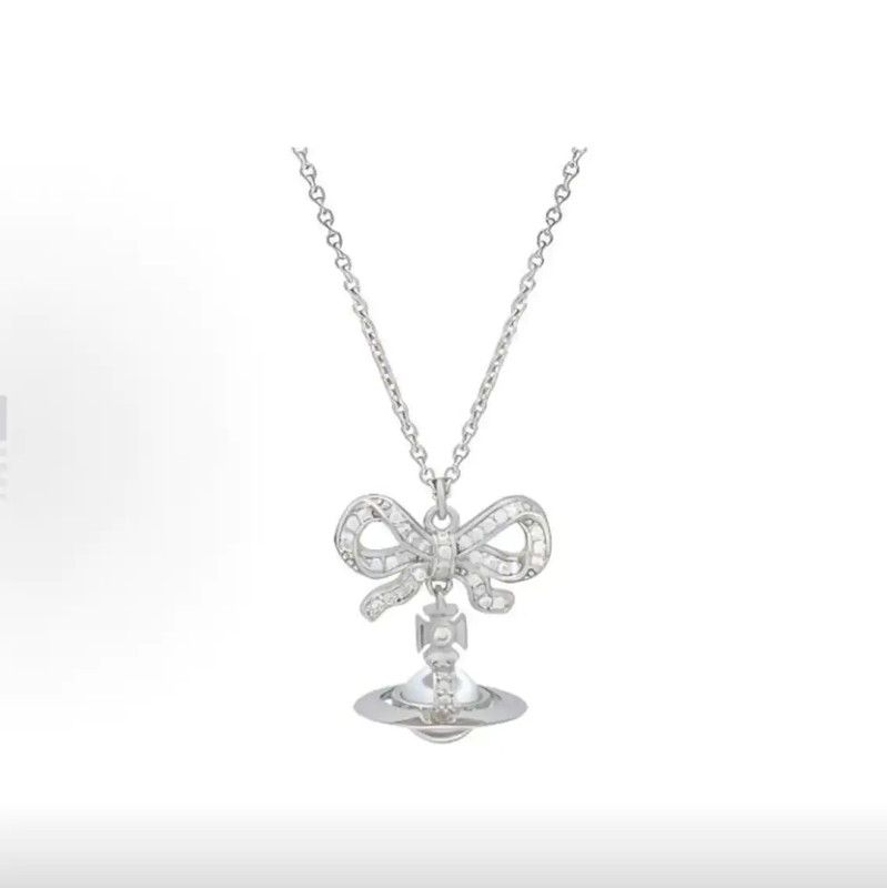 Vivienne Westwood Vivienne Westwood Silver Bow Necklace 0089 Size ONE SIZE - 1 Thumbnail