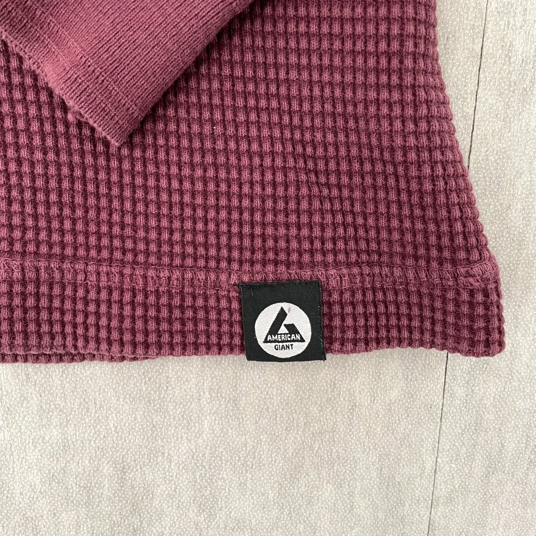 Vintage American Giant Shirt Womens M Burgundy Thermal Waffle Knit Sweatshirt USA Size M / US 6-8 / IT 42-44 - 4 Thumbnail
