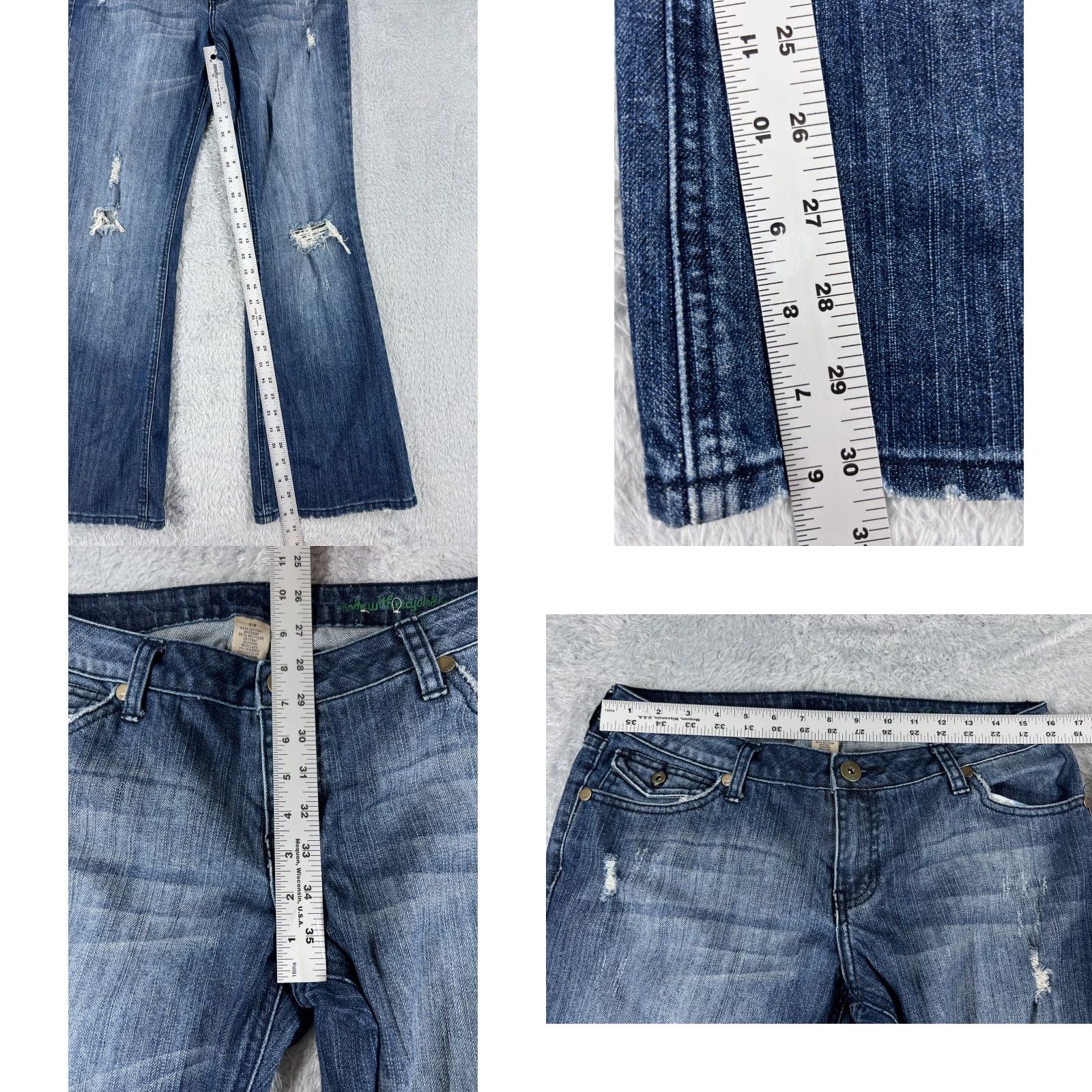 Vintage Arizona Jeans Co Jeans Womens Flared Denim Distressed Blue 32x30 Regular Cotton 13 5-Pocket Cowboy Southwestern Designer 90s? Size 34" / US 12 / IT 48 - 8 Thumbnail