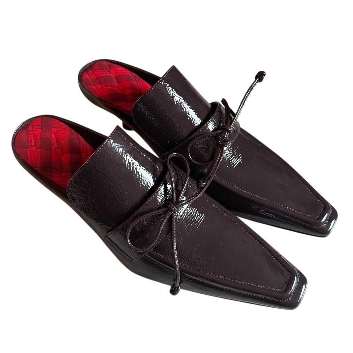 Burberry Burberry Burgundy Patent Leather Storm Mules NWB Size US 7 / IT 37 - 1 Thumbnail