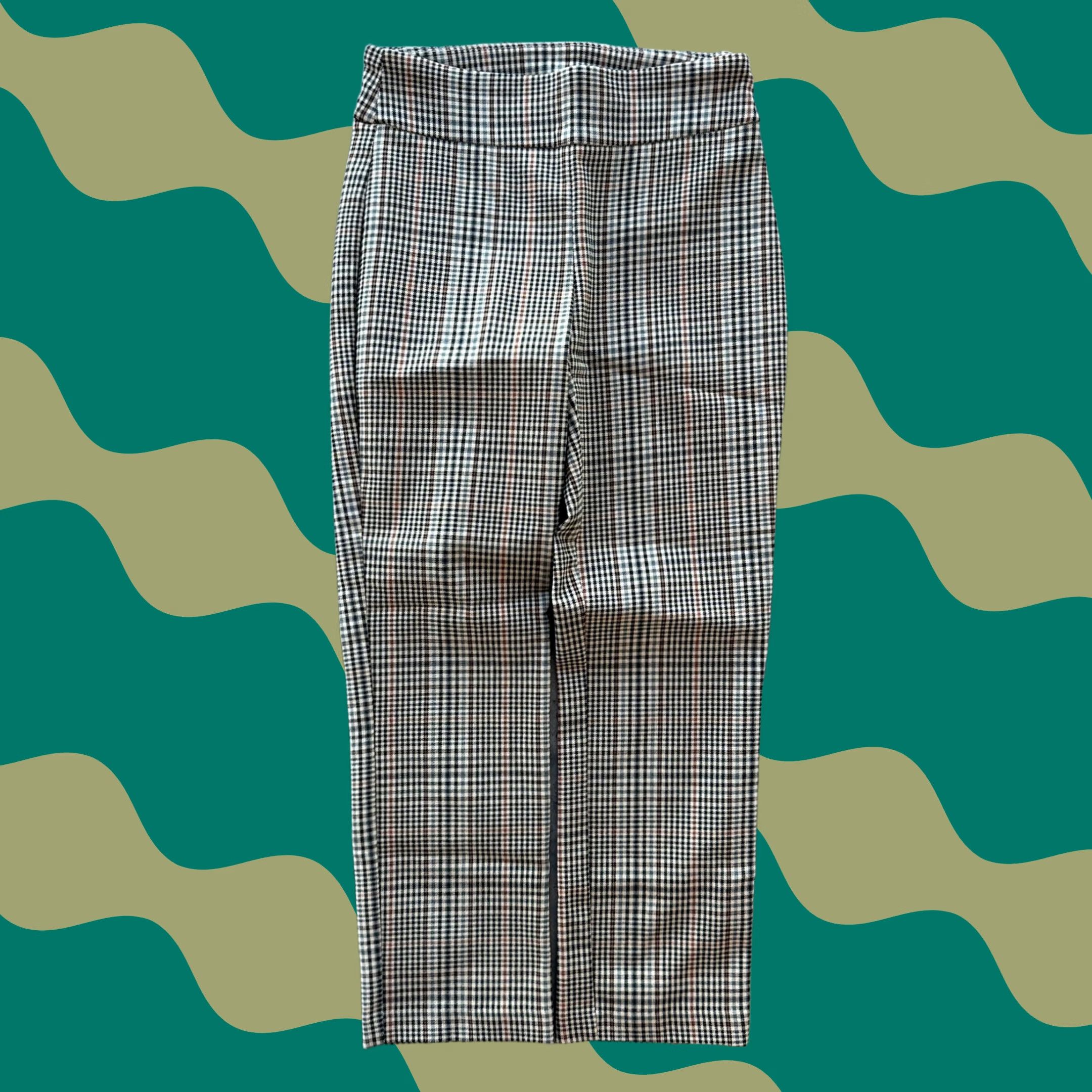 Vintage VINTAGE Brown Plaid Gingham Beige Straight Leg Fitted Trousers Women's 4P Size 27" / US 4 / IT 40 - 1 Thumbnail