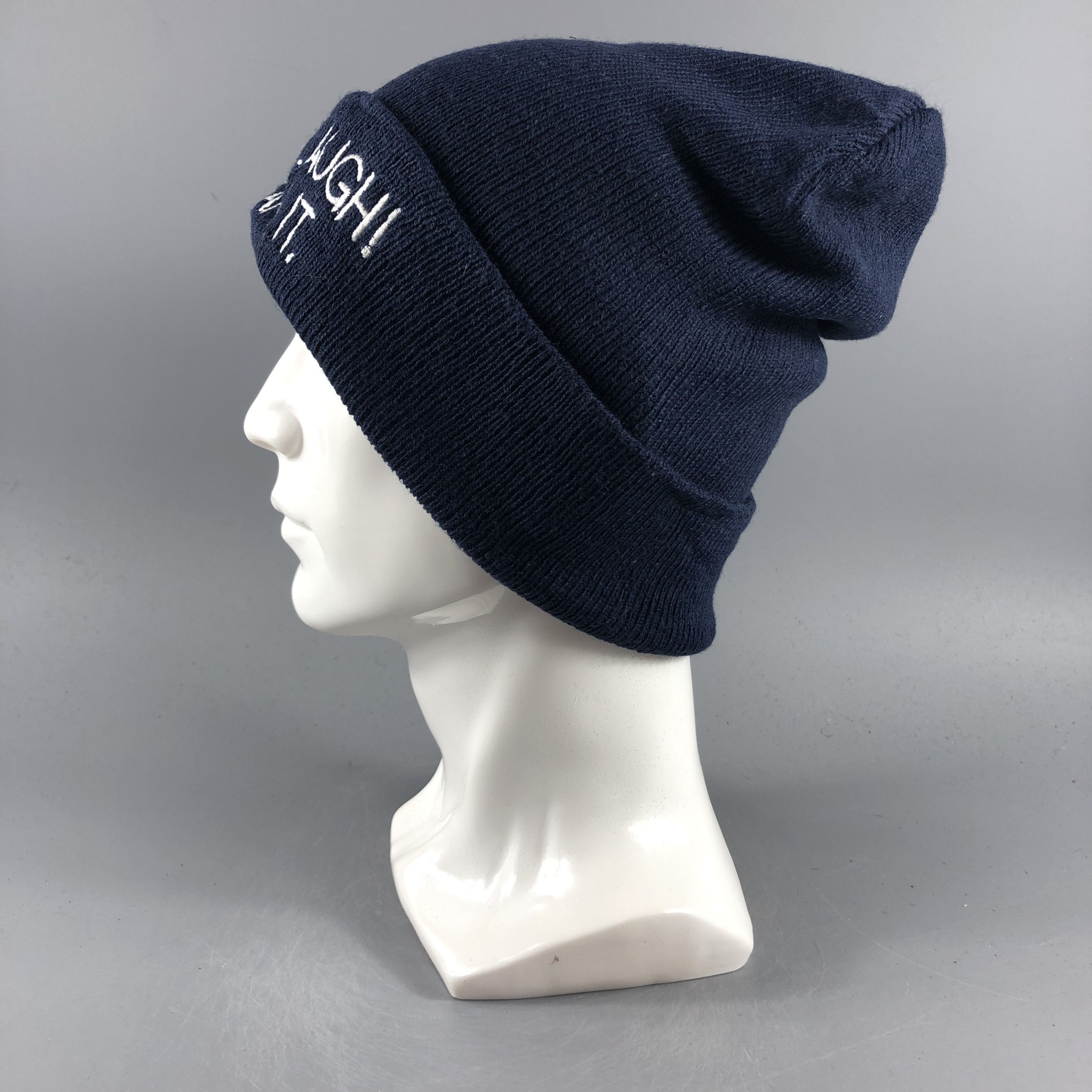 Vintage Wording Dont Laugh! I Mean It Beanie Snow Hat Snow Cap -D189 Size ONE SIZE - 1 Thumbnail