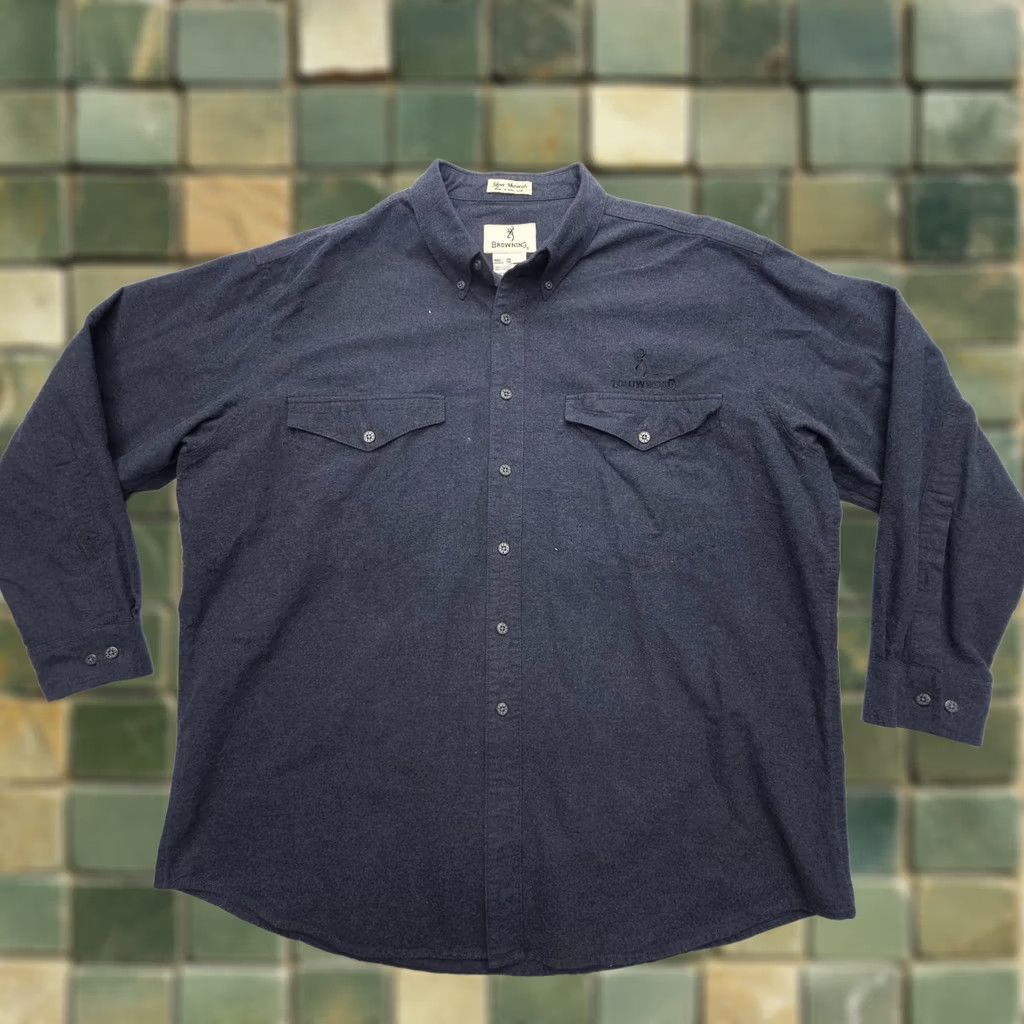 Vintage VINTAGE Browning Shirt 2XL Gray Cotton Flannel Button-Up Mens Long Sleeve Collared Workwear Pockets USA Fall Winter Spring Button-Down Mens Regular Size US XXL / EU 58 / 5 - 1 Thumbnail