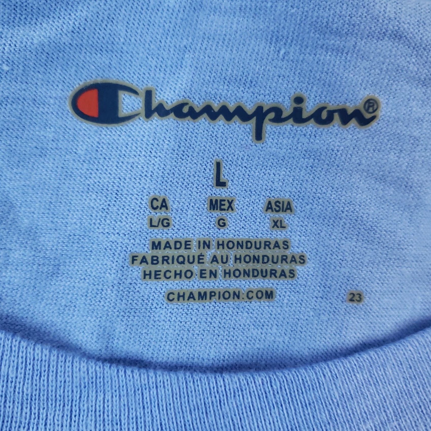 Champion Champion T-shirt Mens Large Blue Crew Neck Short Sleeve Spell Out Graphic Size US L / EU 52-54 / 3 - 5 Thumbnail