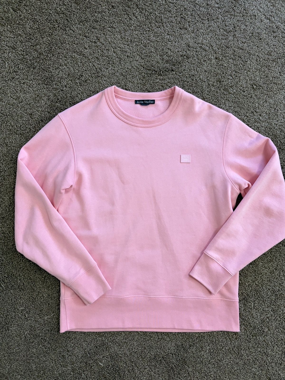 Acne Studios Acne Studios Pink Face Logo Crewneck Sweatshirt Size US M / EU 48-50 / 2 - 1 Thumbnail