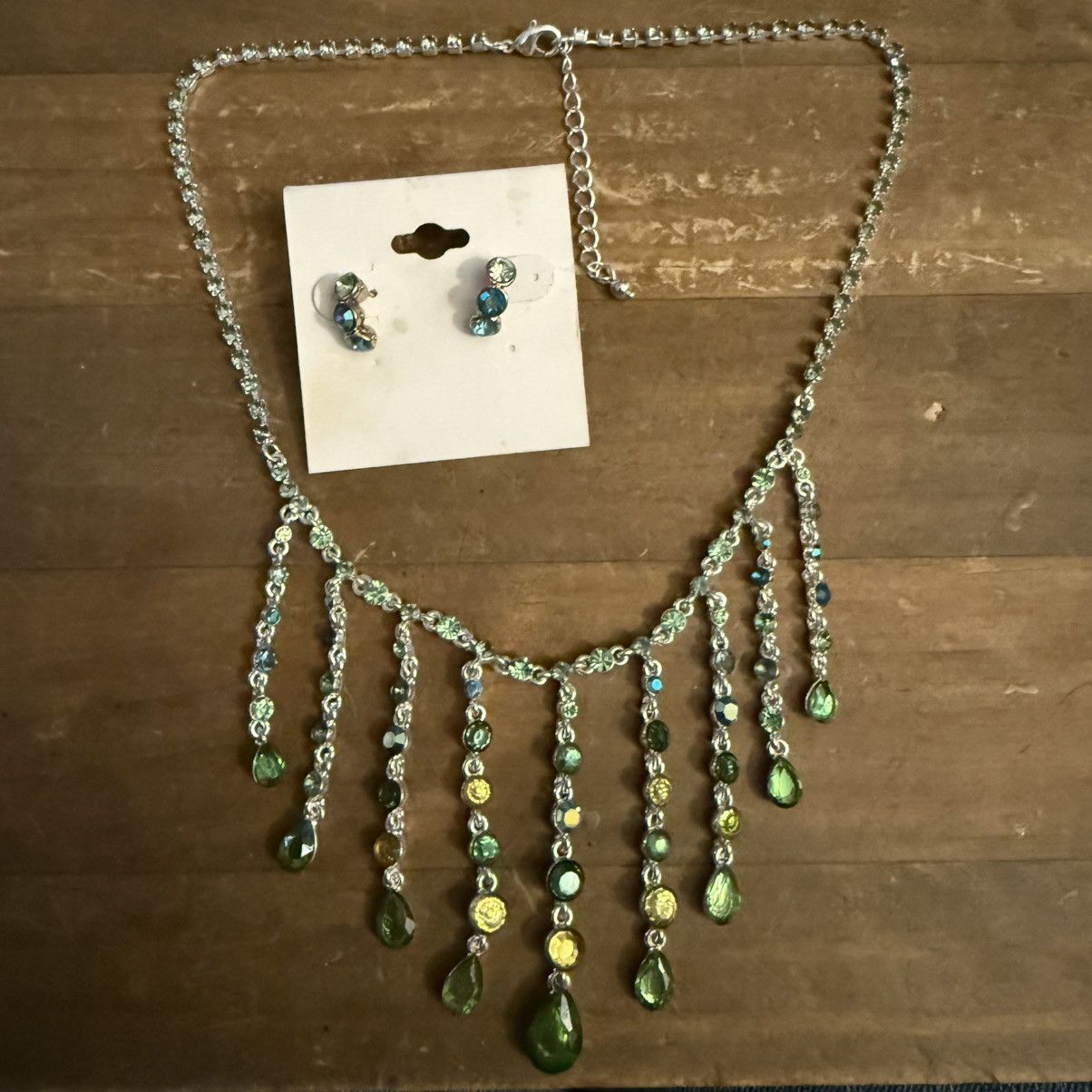Other Silver tone multicolor rhinestone fringe necklace/earrings Size ONE SIZE - 5 Thumbnail