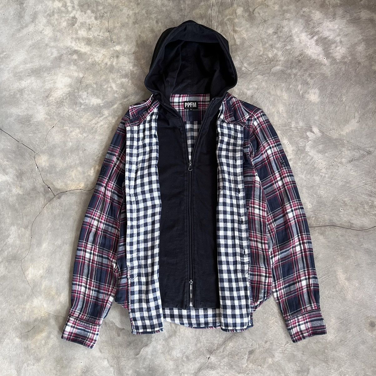 PPFM 2000s PPFM Vkei Style Double Layered Hooded Button up Shirt Size US M / EU 48-50 / 2 - 1 Thumbnail