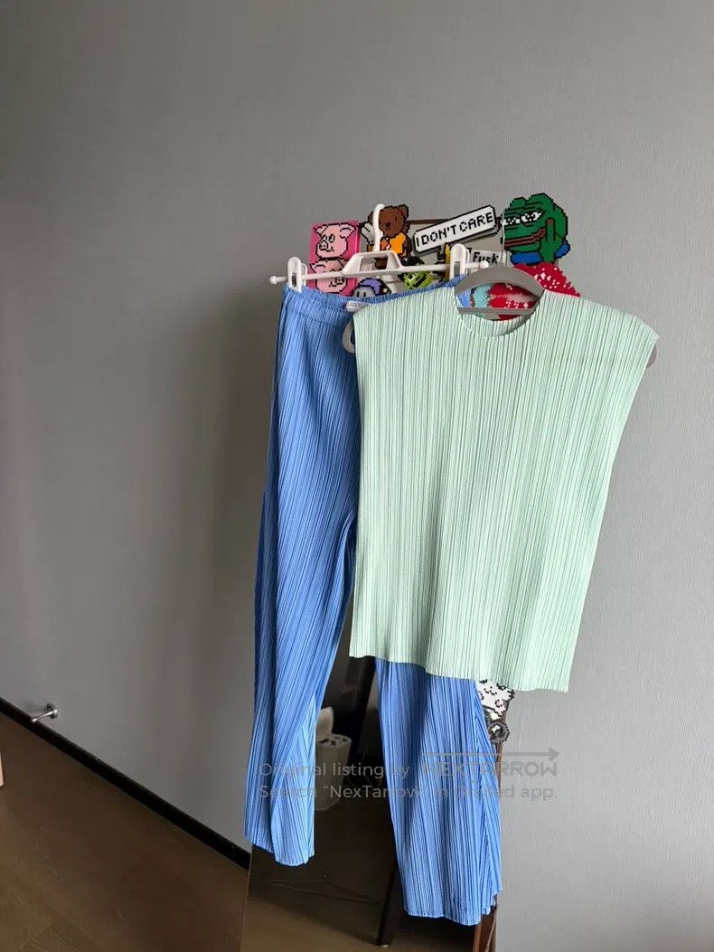 Issey Miyake Issey Miyake size:3 Blue Pleated Trousers Size 31" - 7 Thumbnail