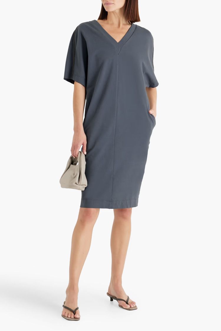 Brunello Cucinelli o1y0725 Mini Dress in Slate Blue Size M / US 6-8 / IT 42-44 - 2 Thumbnail