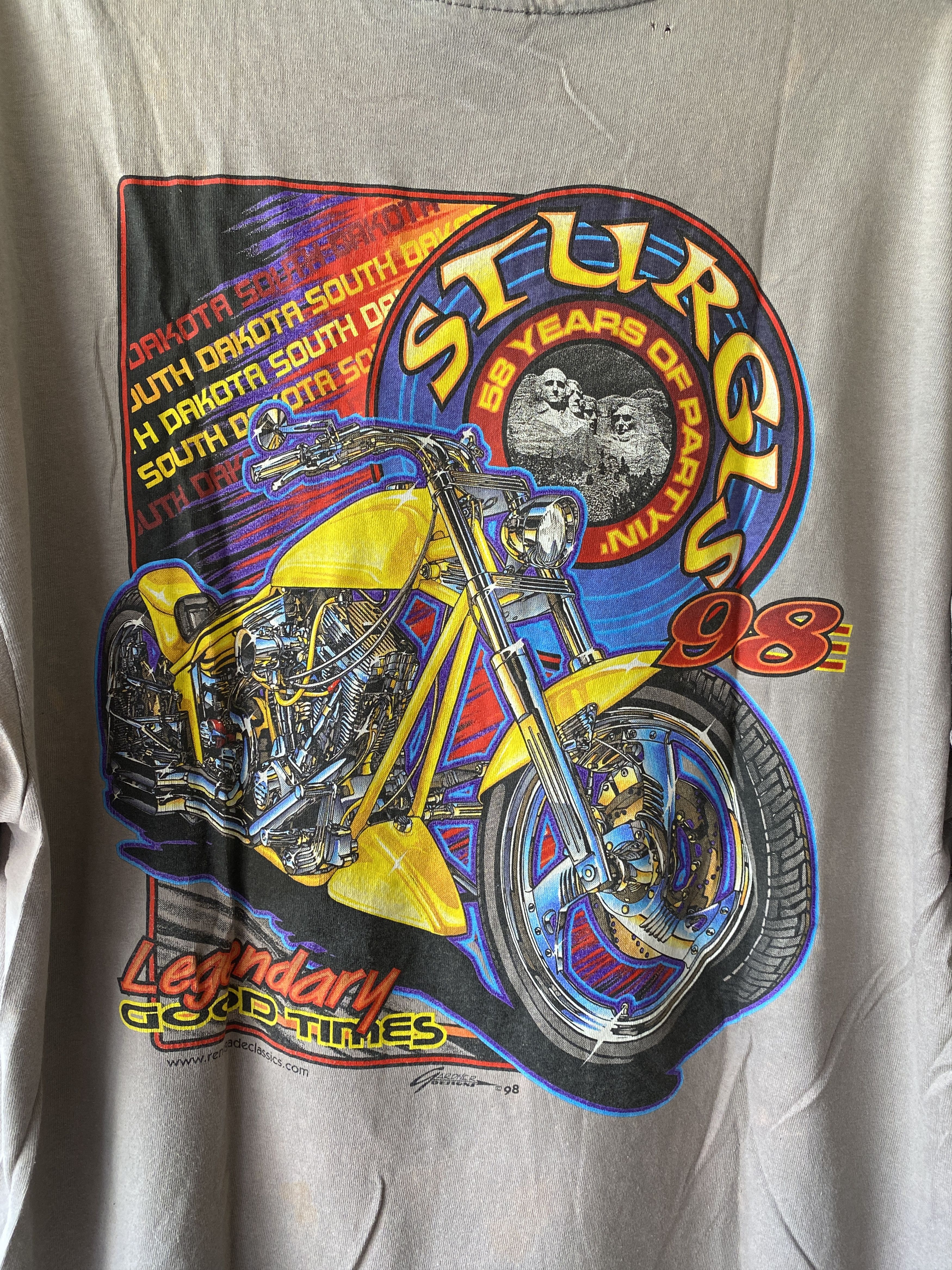 Hanes VINTAGE 90’ STURGLS MOTORCYCLE T SHIRT Size US XL / EU 56 / 4 - 8 Thumbnail