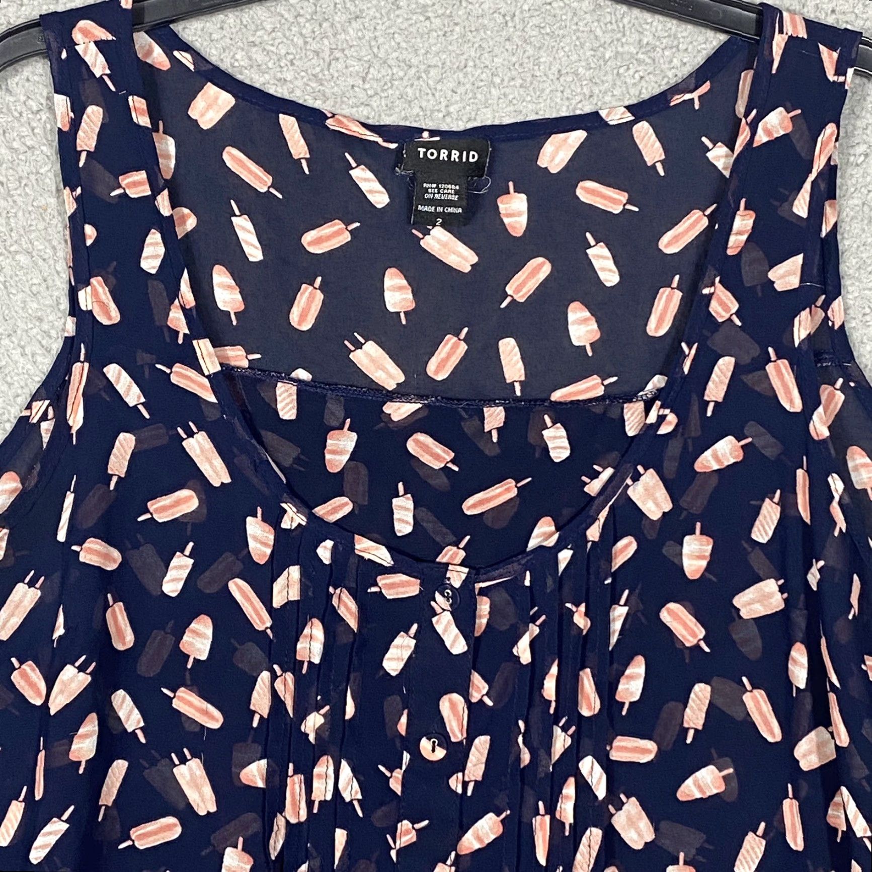 Torrid Torrid Tank Top Shirt Women 2XL Multicolor Chiffon Pleated Tulip Back Sleeveless Round Neck Semi-sheer Size XXL / US 16-18 / IT 52-54 - 2 Thumbnail