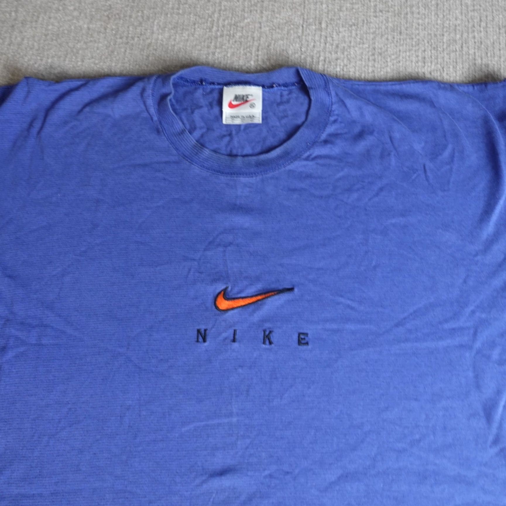 Nike VINTAGE Nike Shirt XL Blue Striped Embroidered Made in USA Size US XL / EU 56 / 4 - 2 Thumbnail