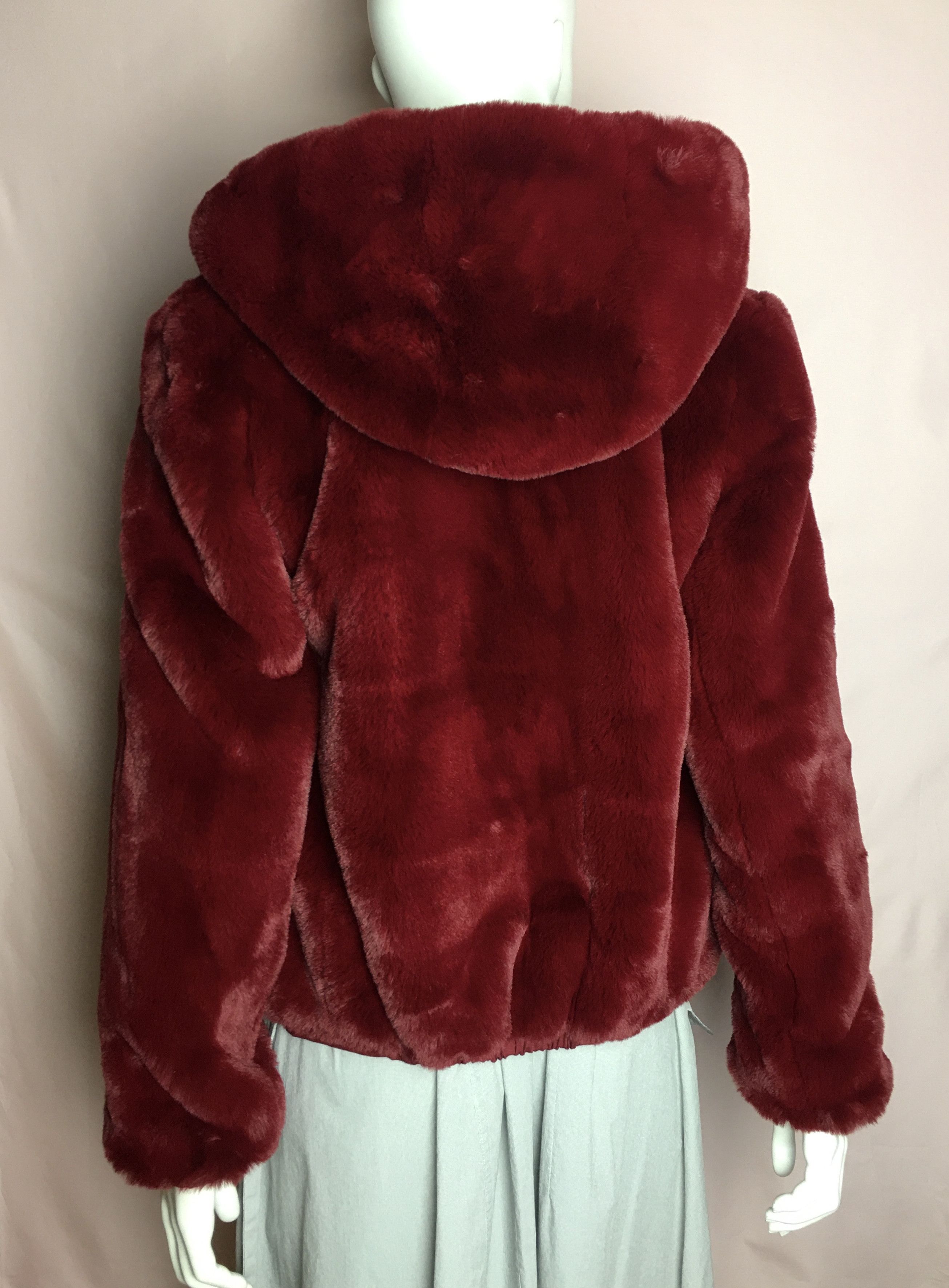 Maje MAJE Burgundy Faux Fur Jacket Size EU 36 Size S / US 4 / IT 40 - 8 Thumbnail