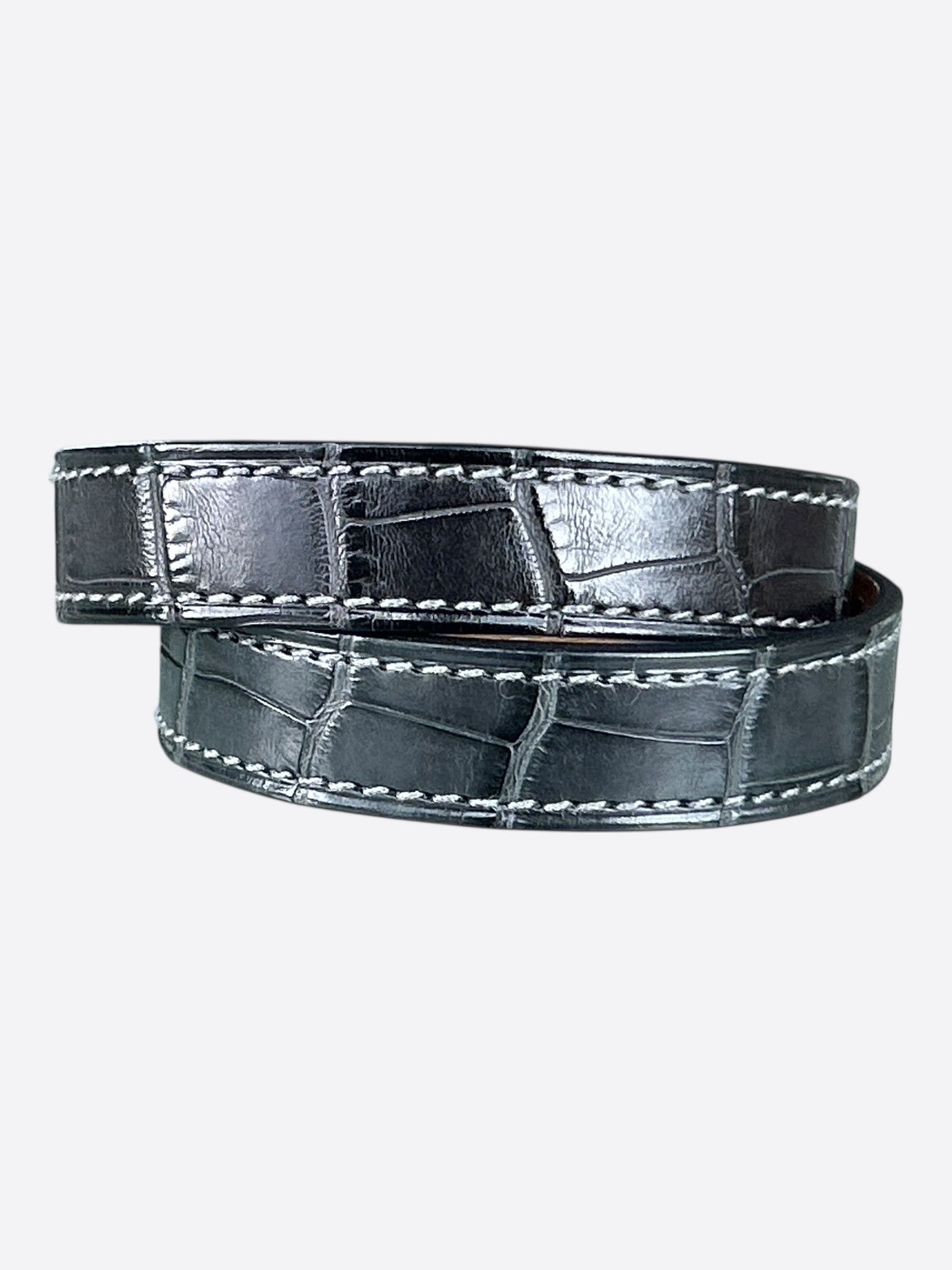 Hermes BlackCrocodile Palladium Hardware Kelly Double Tour Bracelet Size ONE SIZE - 2 Thumbnail