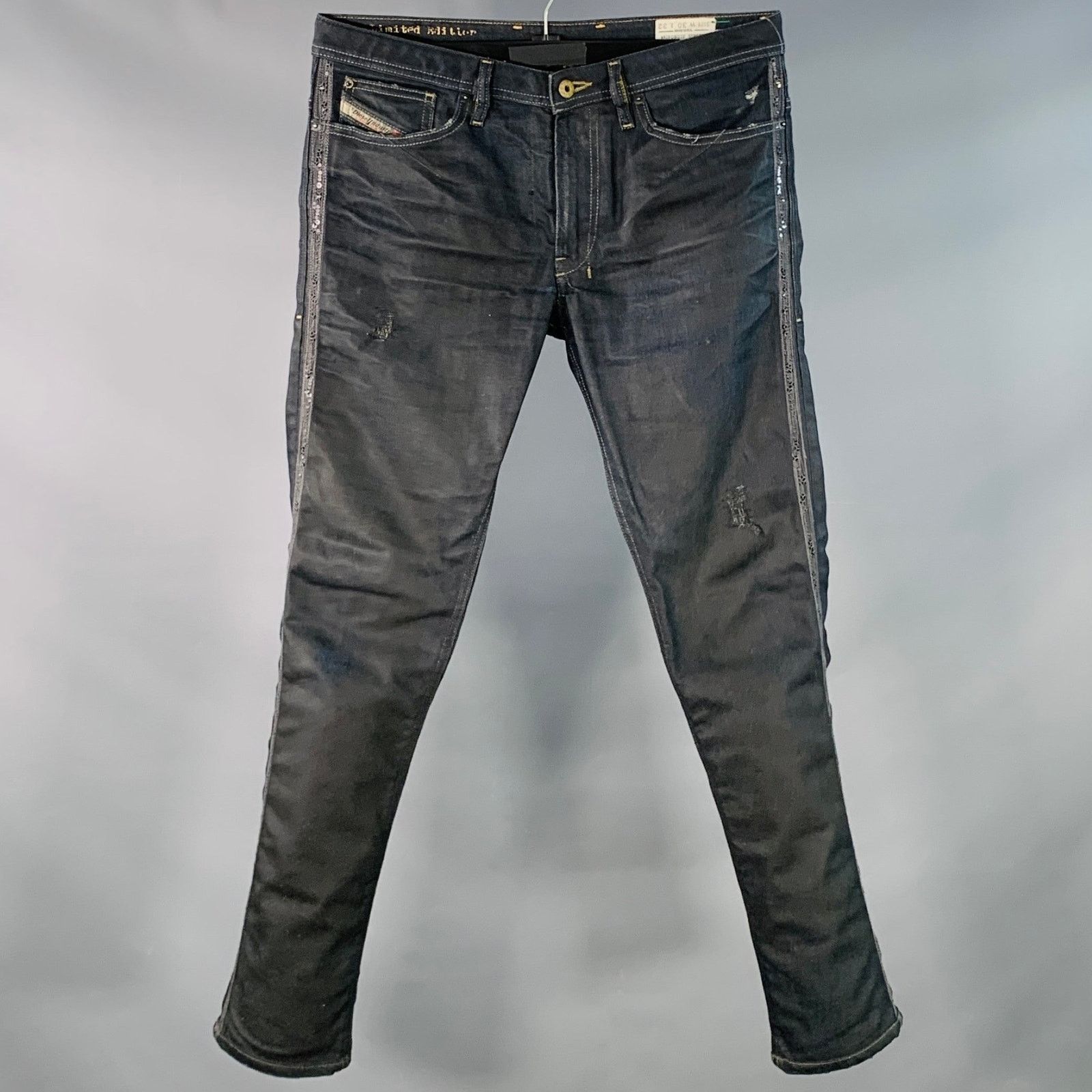 Diesel DIESEL Shioner Cotton Twill Sequined Distressed Skinny Jeans Size US 30 / EU 46 - 1 Thumbnail