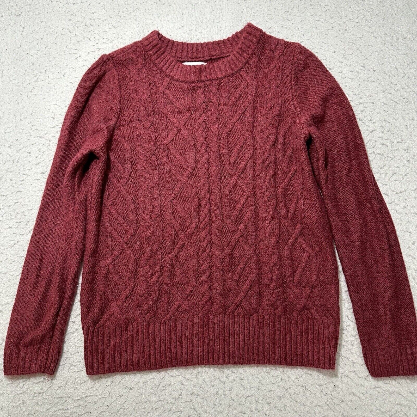 Croft & Barrow Croft & Barrow Medium Crewneck Burgundy Cable Knit Sweater Size M / US 6-8 / IT 42-44 - 1 Thumbnail