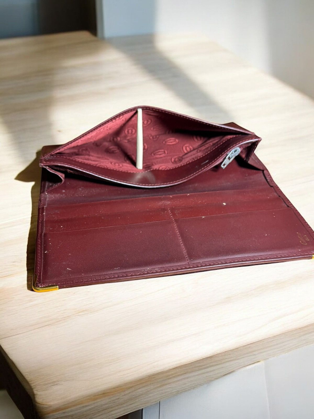 Cartier Cartier Long Wallet Logo Leather Wine Red Brown Women's Size ONE SIZE - 8 Thumbnail