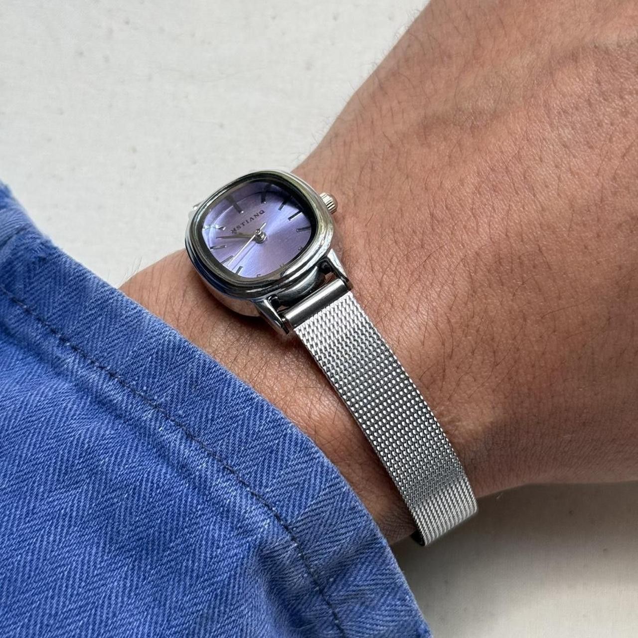 Vintage y2k silver round purple stainless steel quartz luxury watch Size ONE SIZE - 4 Thumbnail