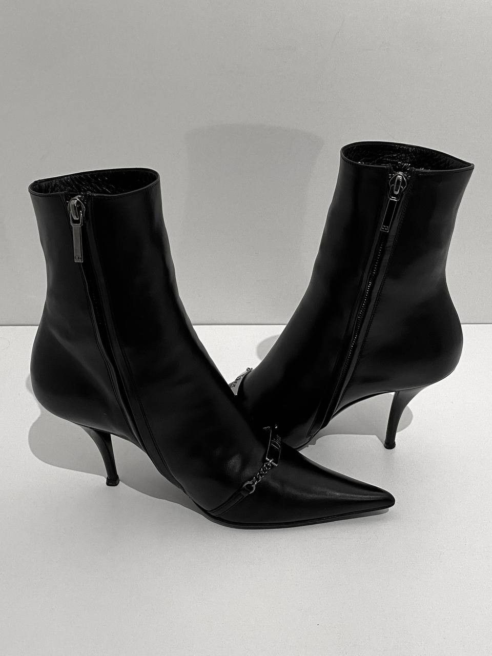 Dior Dior x Galliano Chain Logo Black Leather Archive Boots Y2K Size US 6.5 / IT 36.5 - 9 Thumbnail