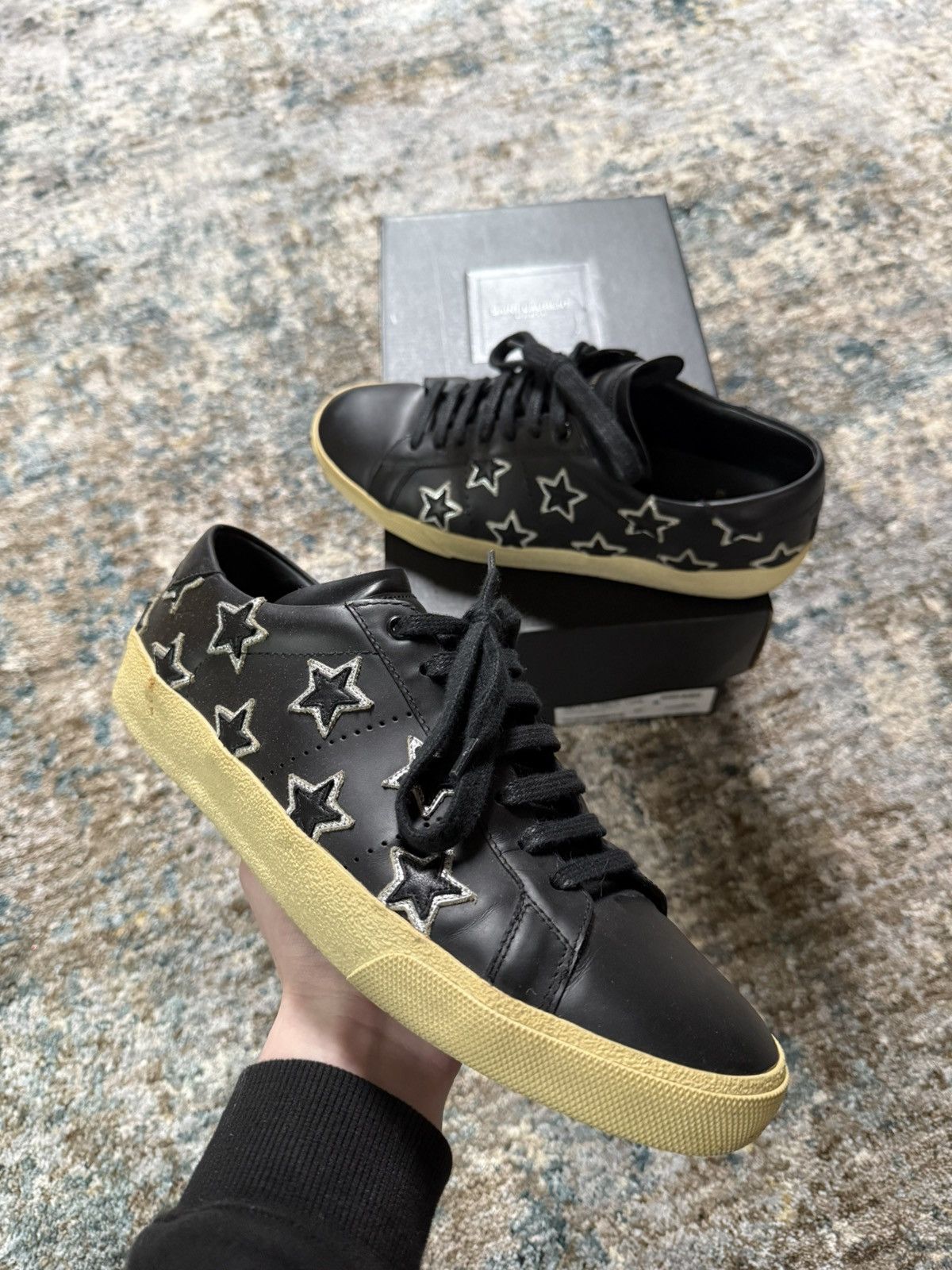 Saint Laurent Paris Black SL/06 Court Classic ‘Stars’ Lowtop