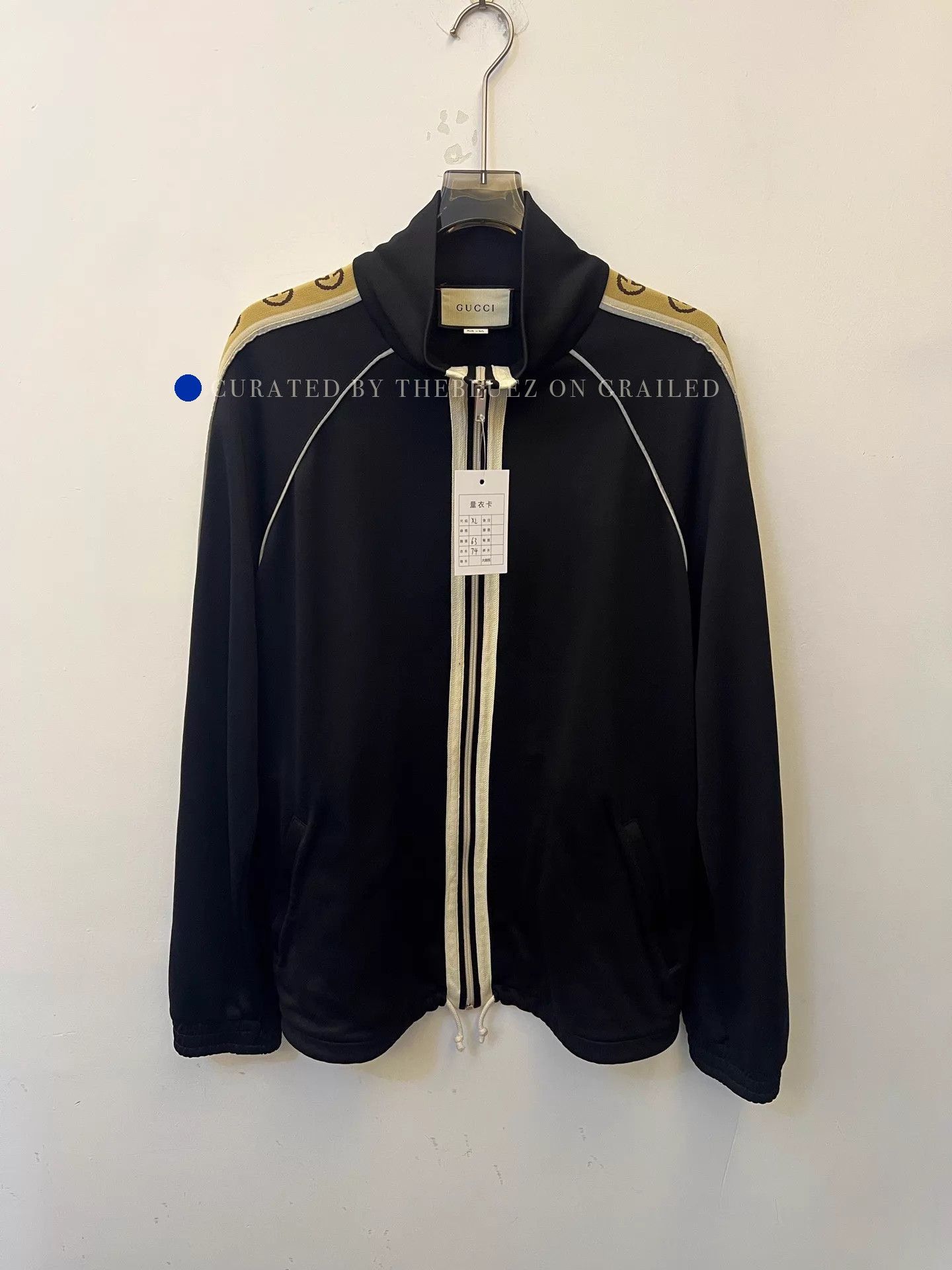 Gucci Sleek Black Logo Stripe Jacket Size US XL / EU 56 / 4 - 1 Thumbnail