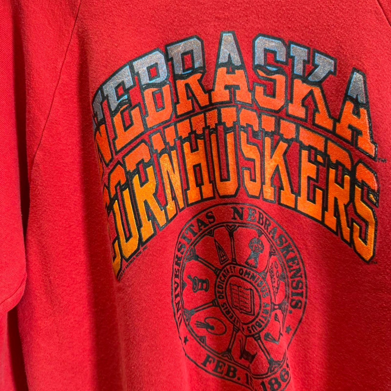 Vintage Vintage 90s Nebraska Huskers Football Crewneck Size US XL / EU 56 / 4 - 5 Thumbnail