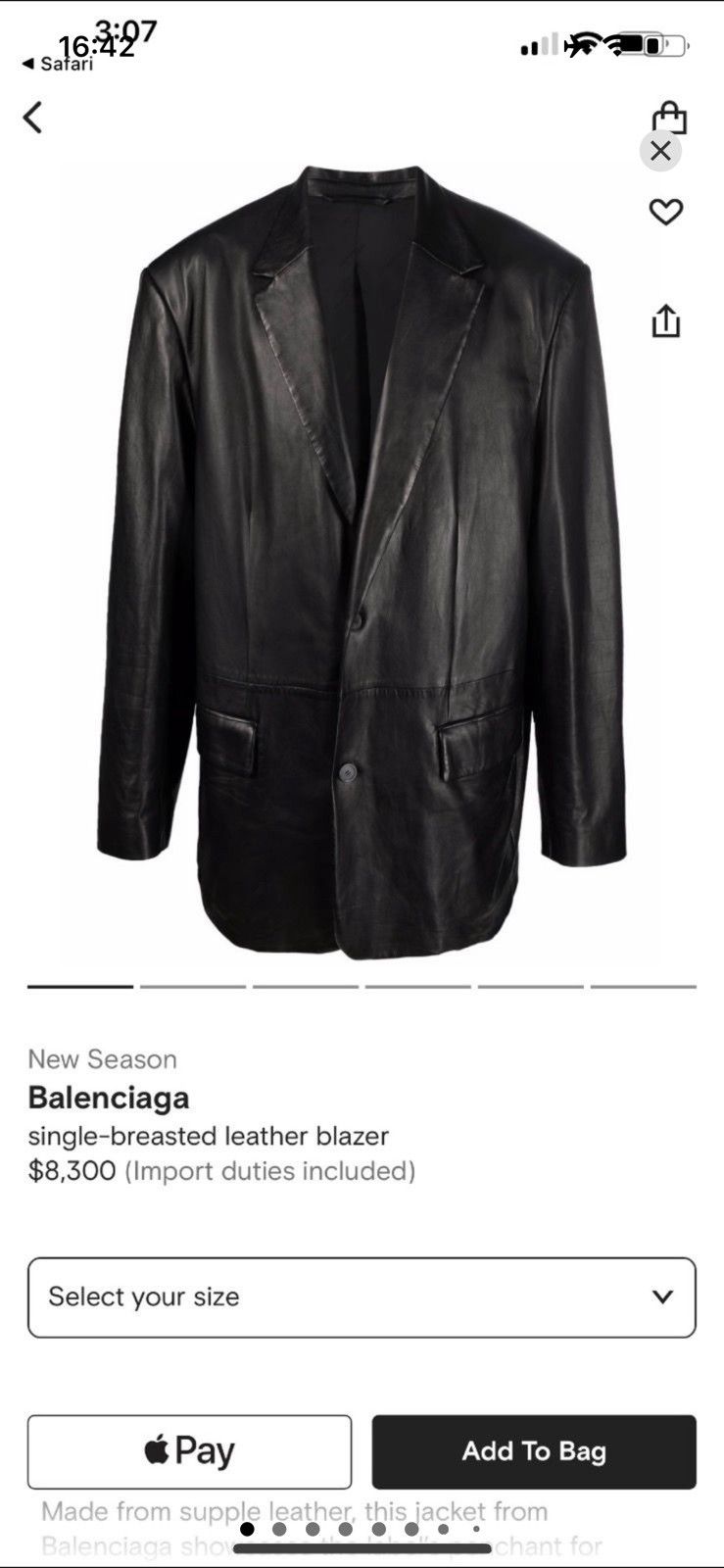 Balenciaga SS23 SOFT LEATHER BLAZER SB OVERSIZE JACKET Size US M / EU 48-50 / 2 - 2 Thumbnail