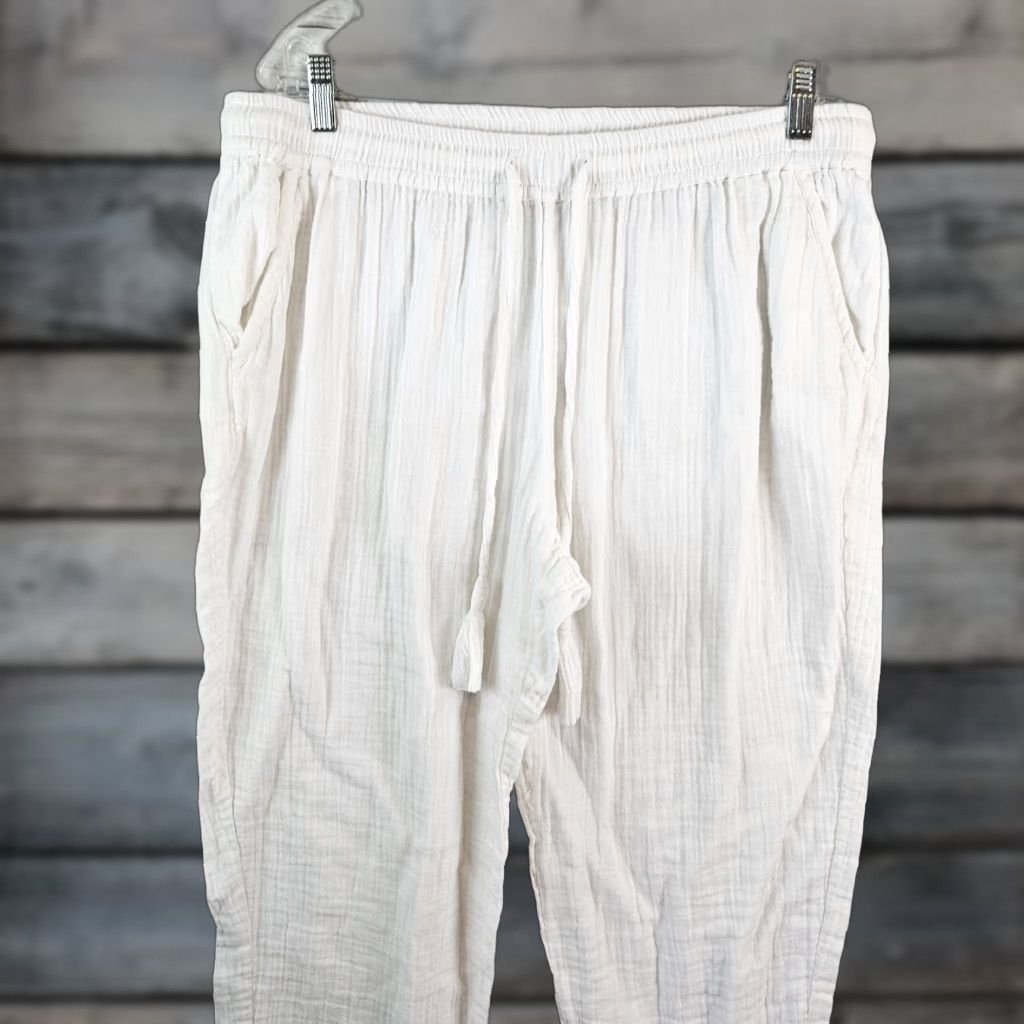 Tommy Bahama Tommy Bahama Womens Cropped Gauze Pants Sz Large White High Rise Drawstring Pants Womens Large White Cropped Gauze Drawstring Casual Summer 90s? Size 36" / US 14 / IT 50 - 1 Thumbnail