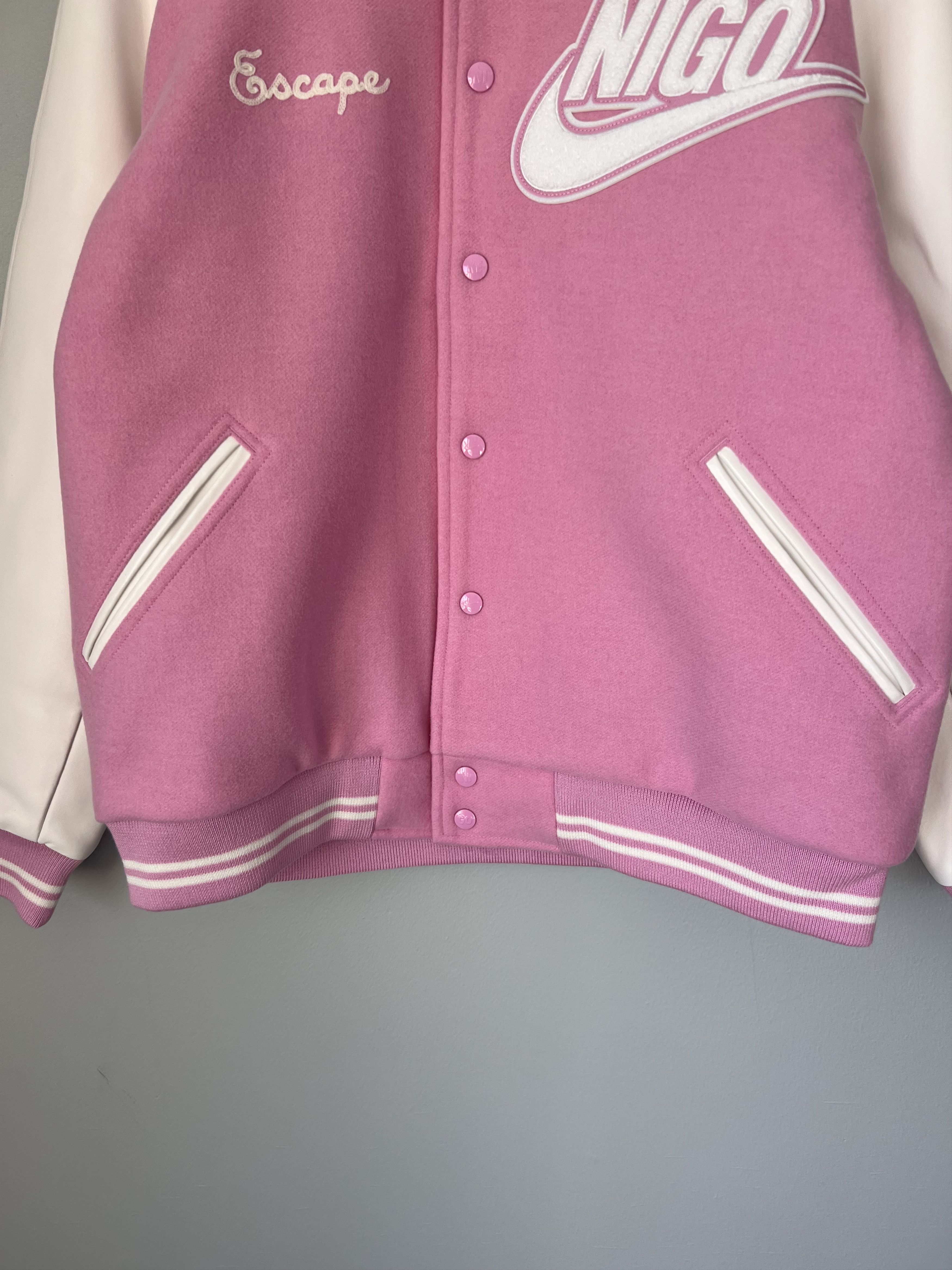 Nigo × Nike Nike Nigo Varsity Jacket in Pink Size US L / EU 52-54 / 3 - 3 Thumbnail