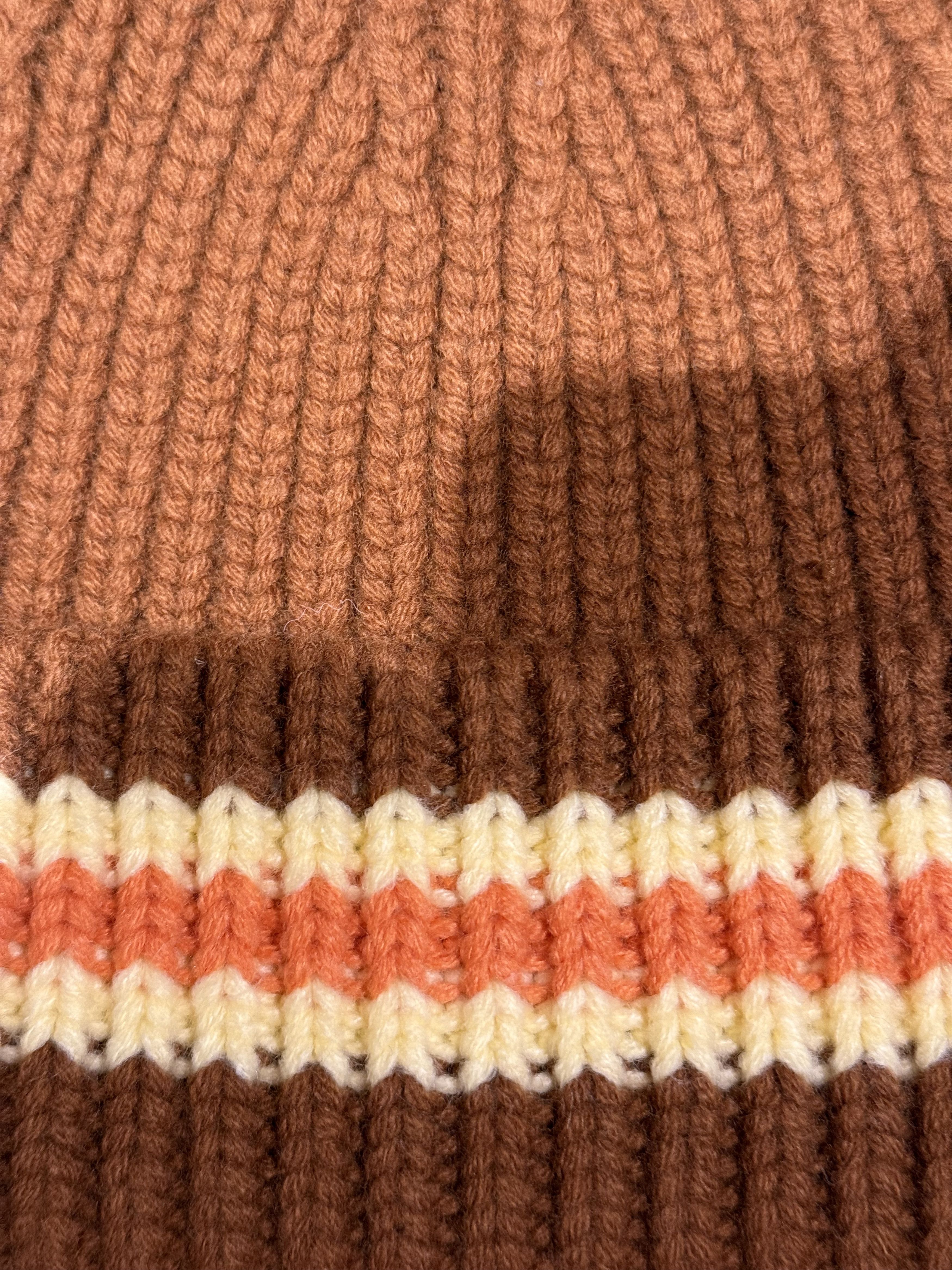 Bare Knuckles 💚 Bare Knuckles Striped 100% Wool Beanie Brown NEW Size ONE SIZE - 3 Thumbnail