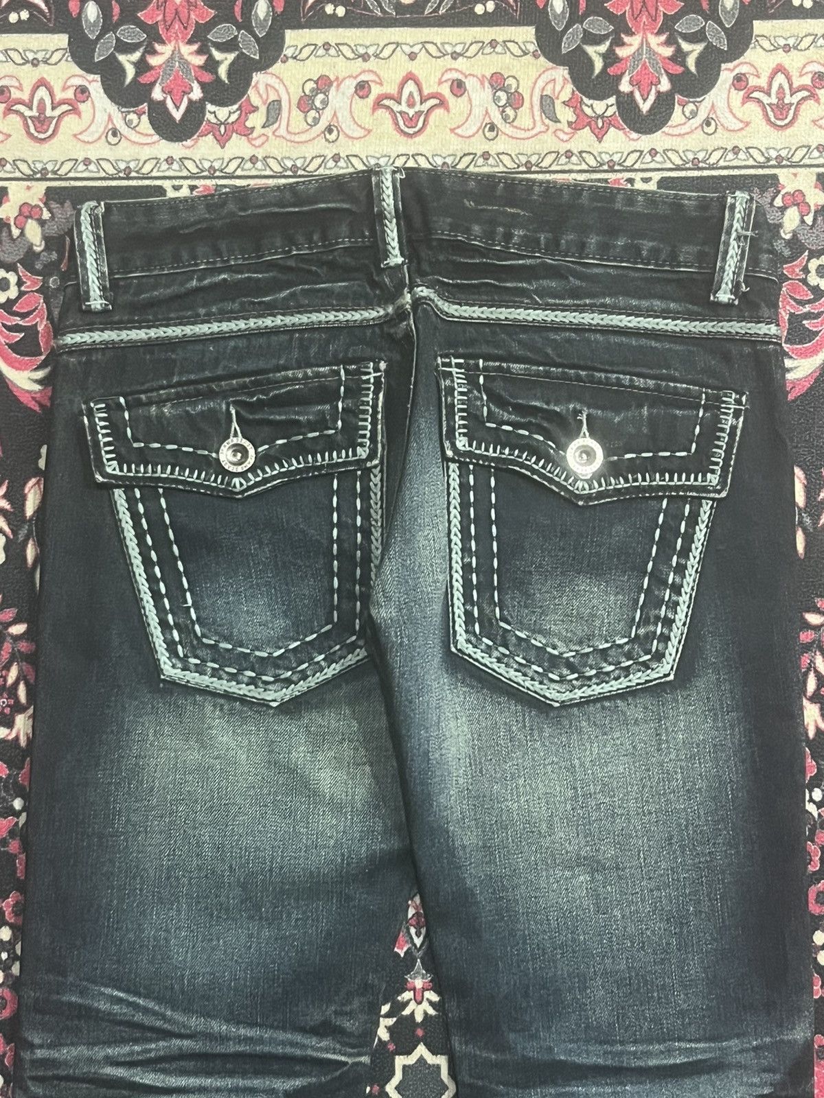 Tornado Mart Y2K Japan Beast Harajuku Style Heavy Honeycomb Dark Rip Jean Size 30" / US 8 / IT 44 - 7 Thumbnail