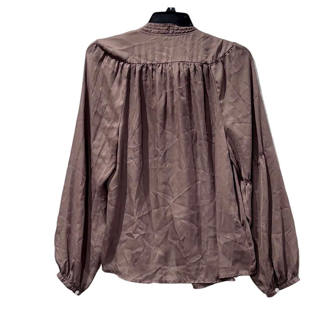 Loft LOFT Ann Taylor Women's Brown Button-Up Bow Neck Blouse Sz M Size M / US 6-8 / IT 42-44 - 3 Thumbnail
