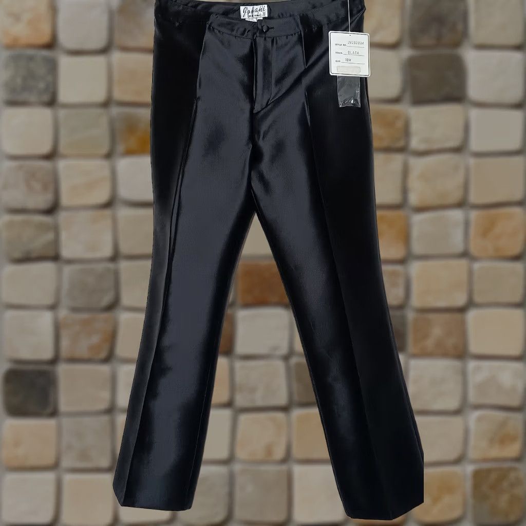 Vintage Jovani New York Womens Pants Black Formal Wide Leg Silk Wool Blend Size 18 Size 40" / US 18 - 1 Thumbnail