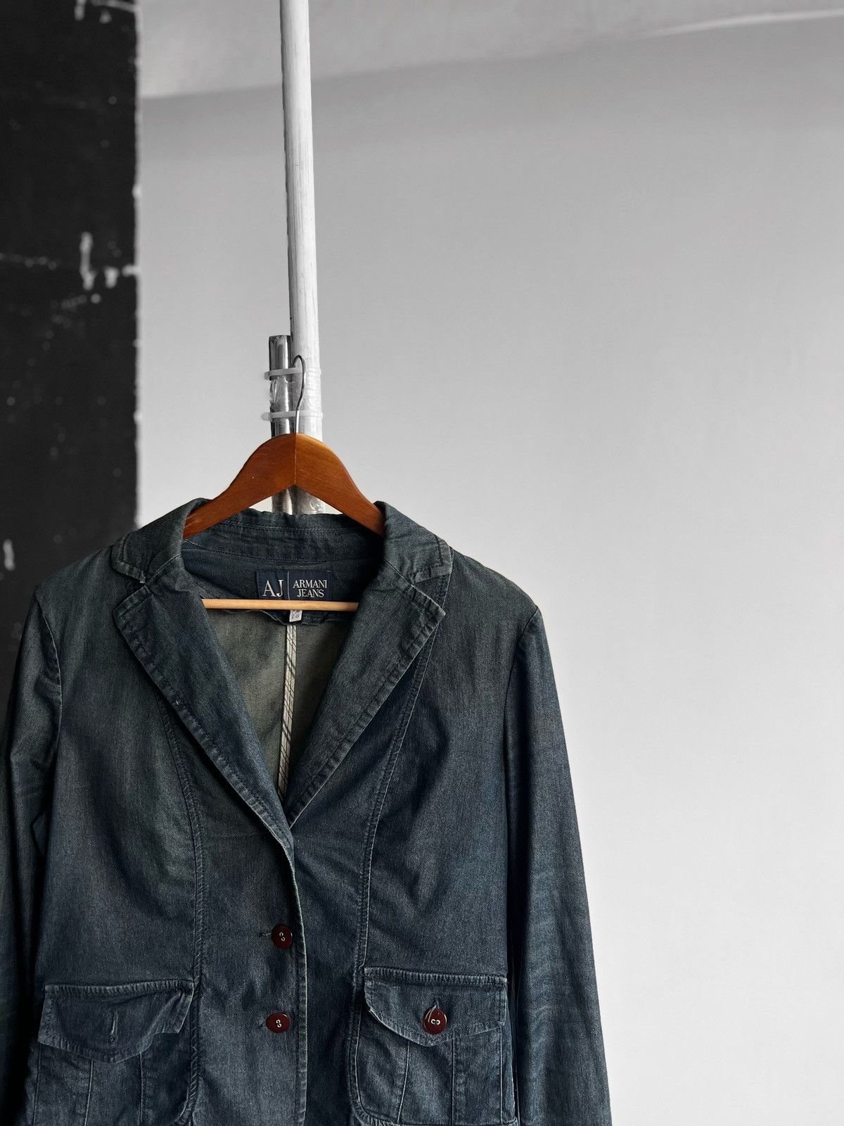Armani × Giorgio Armani Armani Jeans Womens Blue Indigo Denim Blazer Jacket Size M / US 6-8 / IT 42-44 - 2 Thumbnail