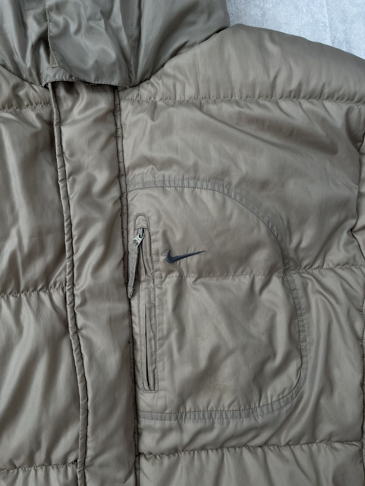 Nike × Vintage 90s Nike Swoosh Vintage Y2K Oversized Puffer Hooded Jacket Size US XL / EU 56 / 4 - 2 Thumbnail