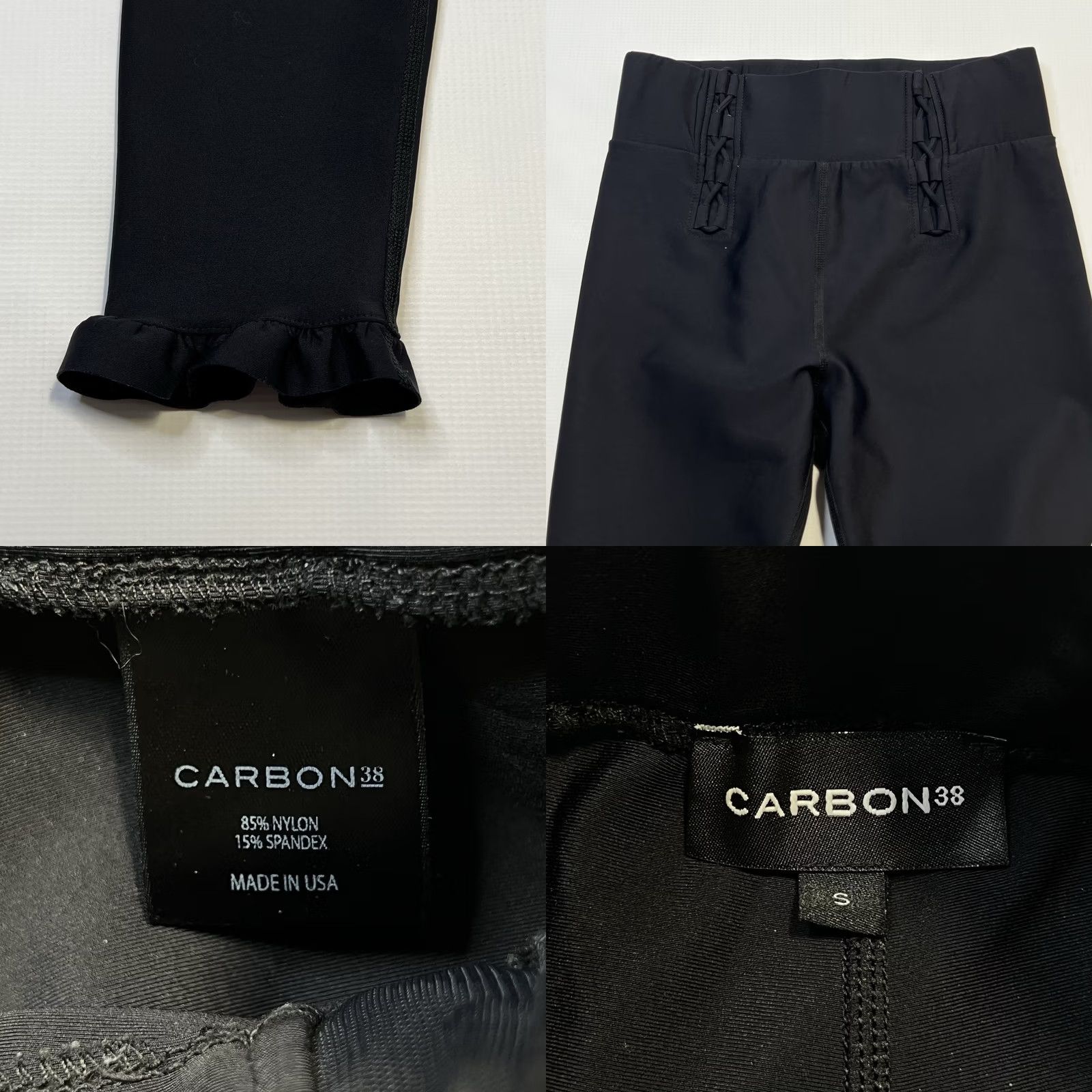 Vintage Carbon38 Leggings Womens Black Size S Ruffle On Ankles Size 28" / US 6 / IT 42 - 8 Thumbnail
