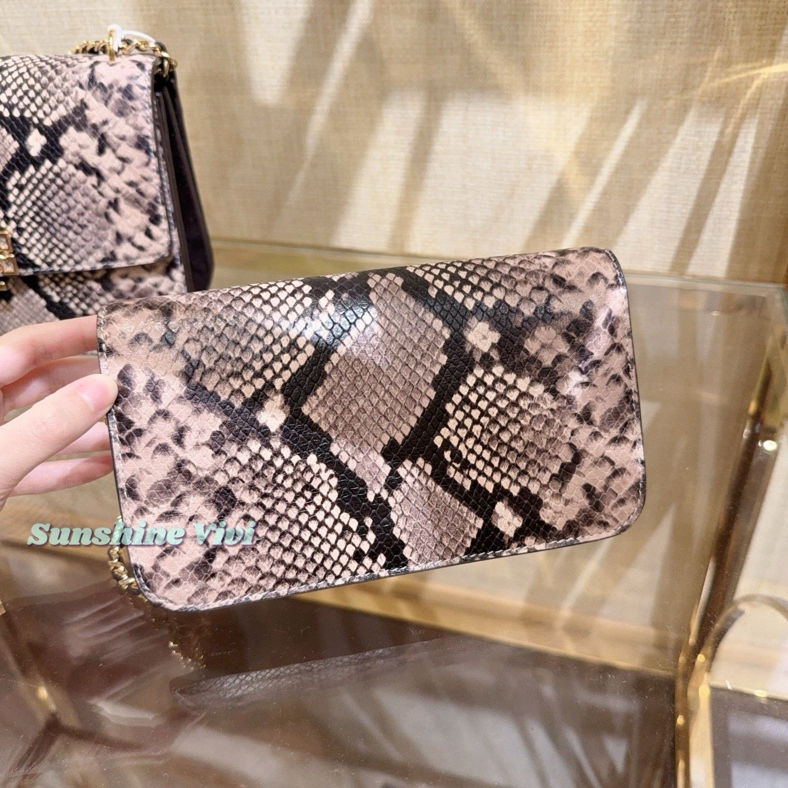 Tory Burch NWT Tory Burch BRITTEN SNAKE EMBOSSED WRISTLET SHELL PINK Size ONE SIZE - 2 Thumbnail