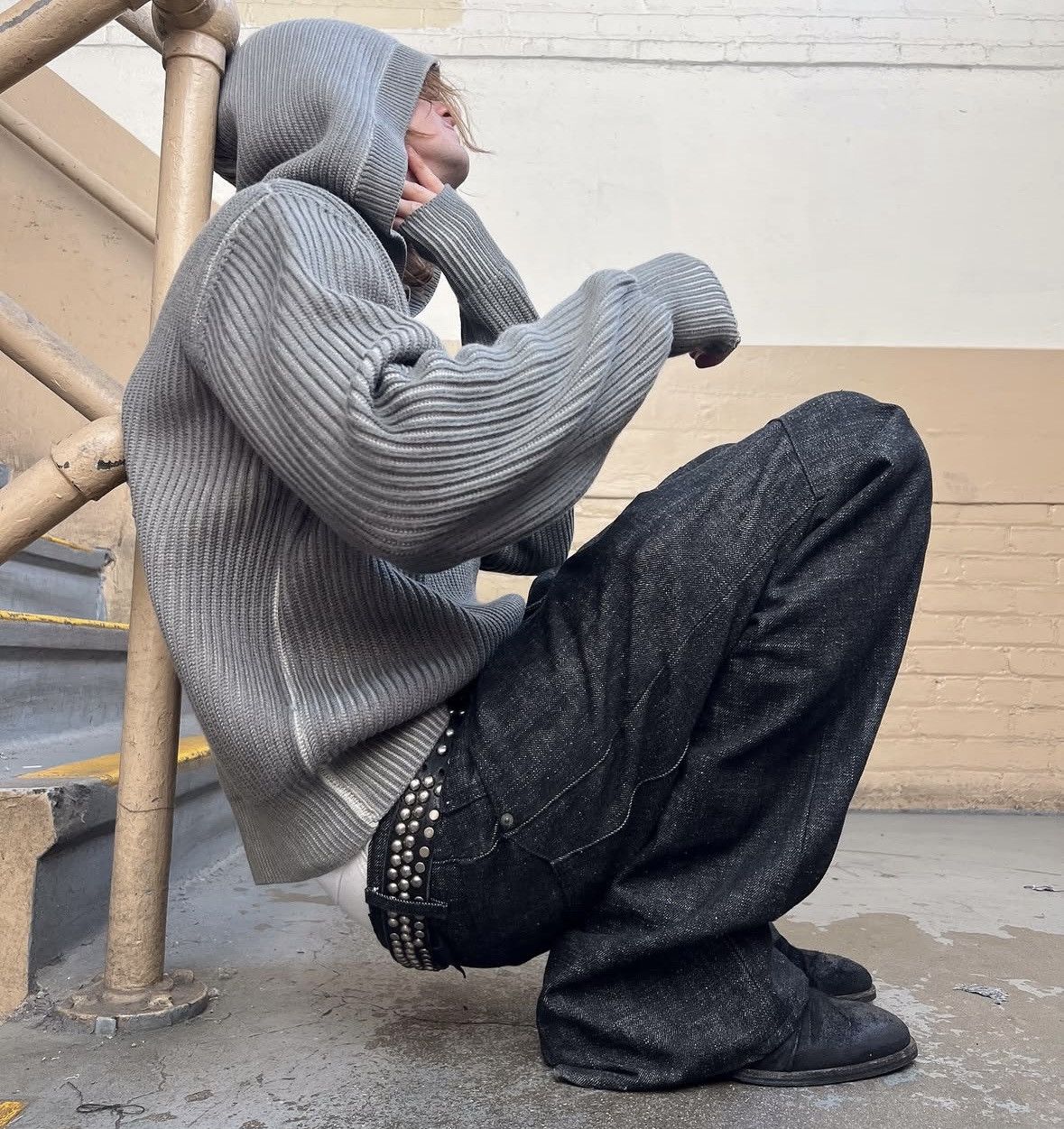 K-Two Studios K-TWO STUDIOS Fisherman Knit Hoodie "charcoal” Size US S / EU 44-46 / 1 - 4 Thumbnail
