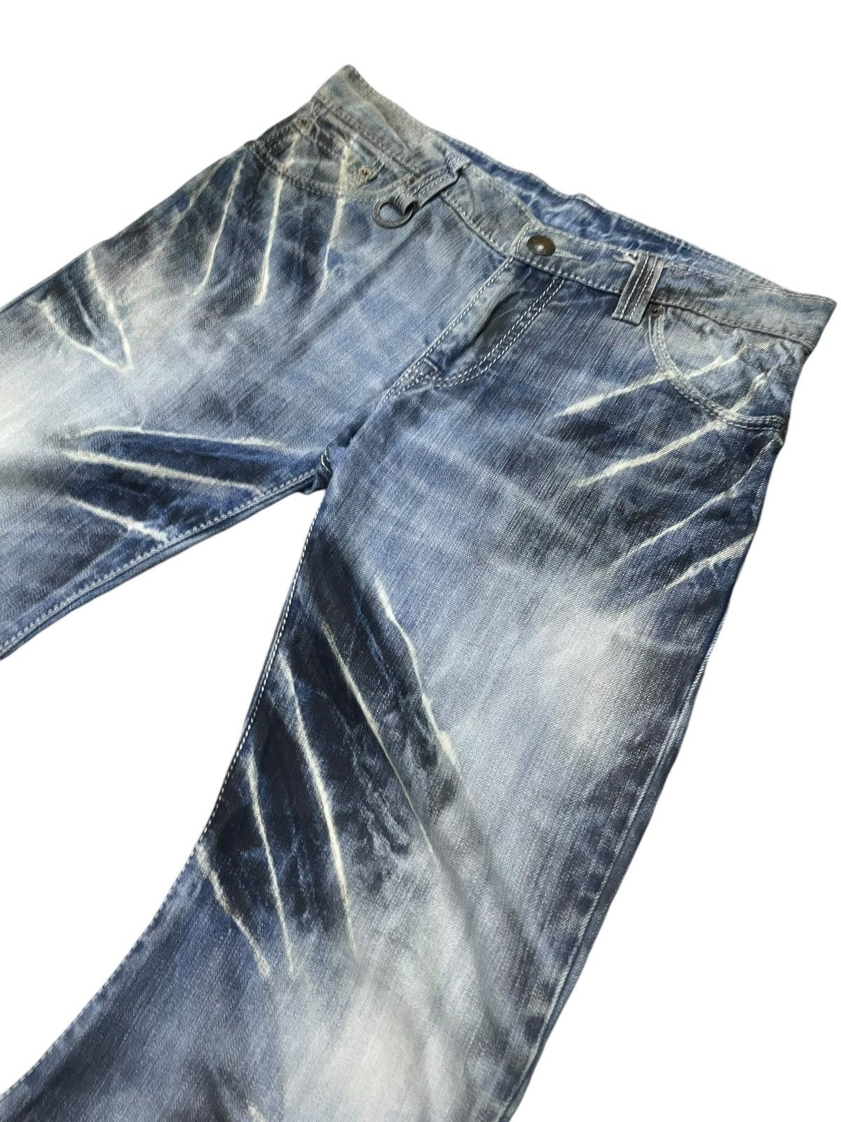 BUFFALO BOBS Buffalo Bobs Claw Mark Oil Spiral Curved Seam Flare Jeans Size US 32 / EU 48 - 4 Thumbnail