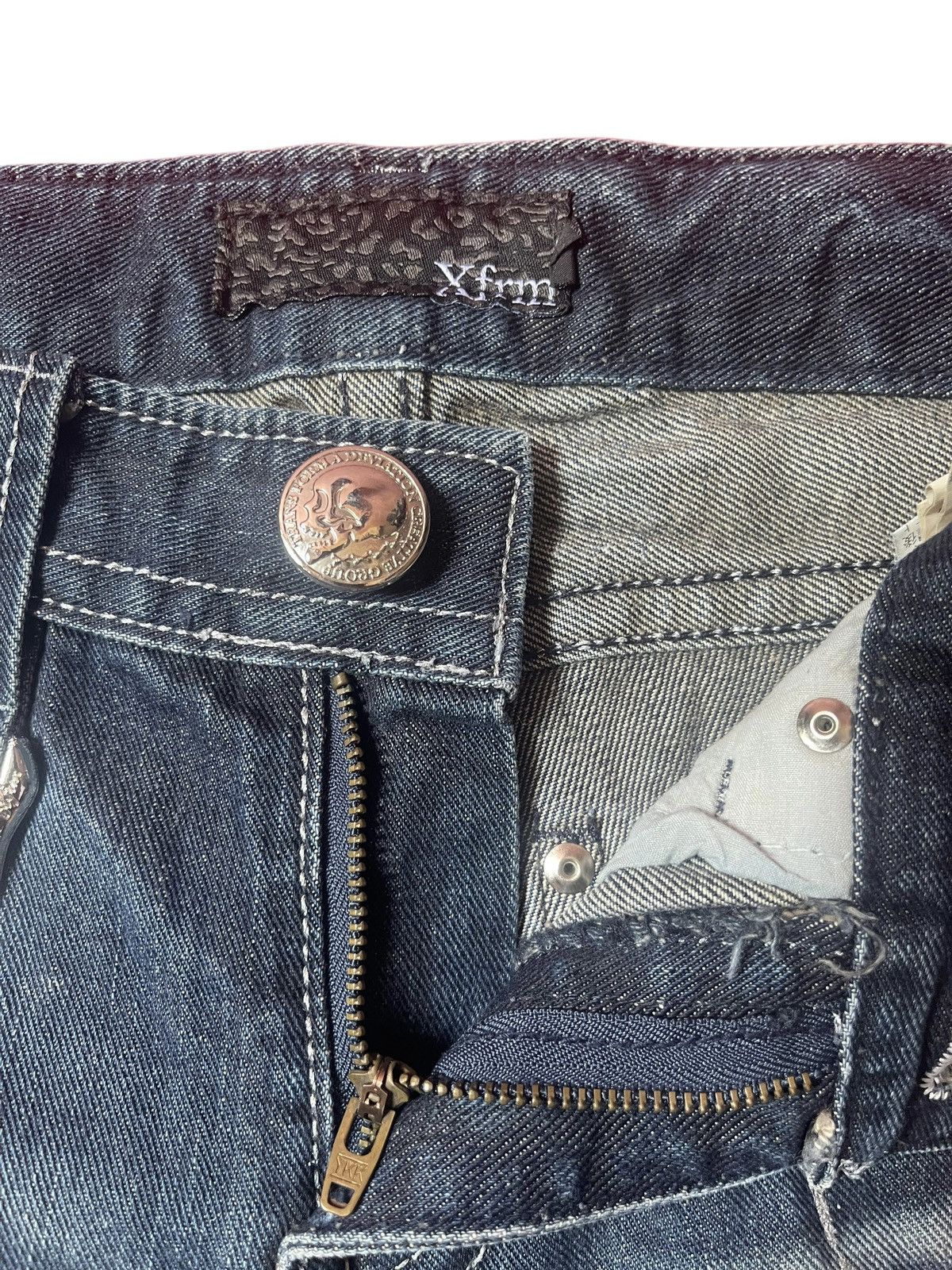 Japanese Brand Vintage Xfrm Flare Jeans Painting Streetwear Size US 29 - 4 Thumbnail