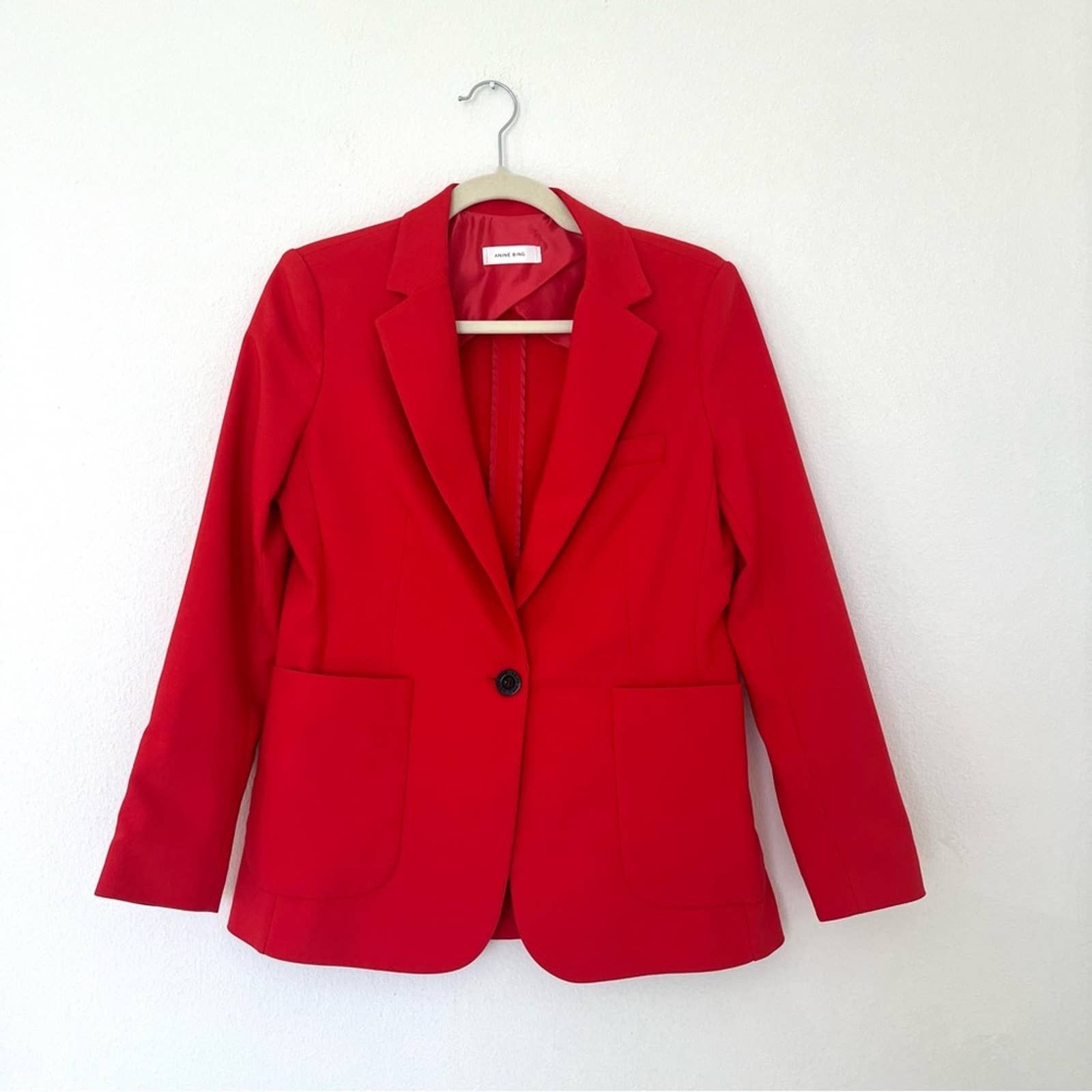 image of Anine Bing Schoolboy Red Blazer Jacket Size Extra Small, Women's