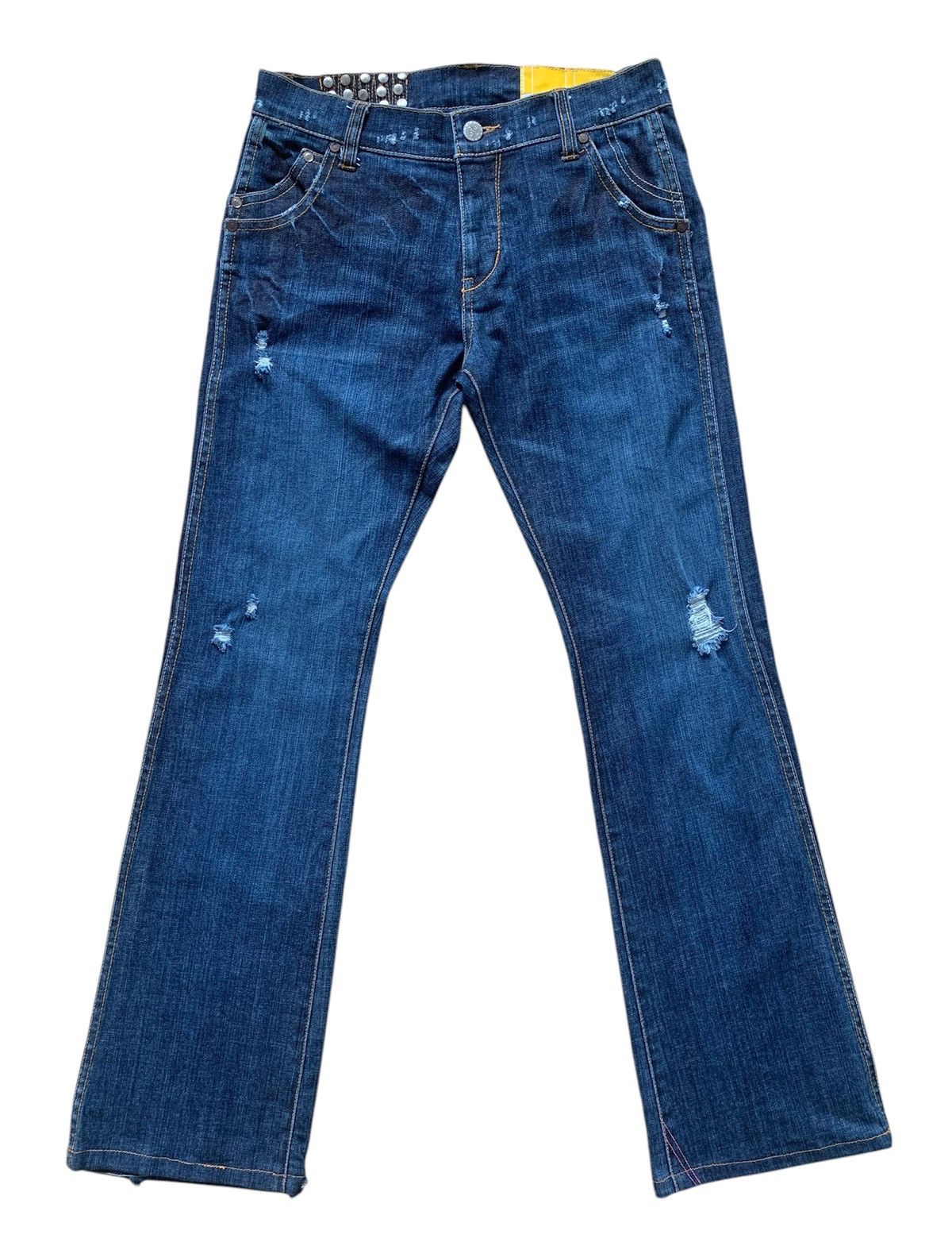 Japanese Brand 🔥 Ocean Pacific Distressed Flare Bootcut Unisex Jeans Pant Size US 27 - 1 Thumbnail