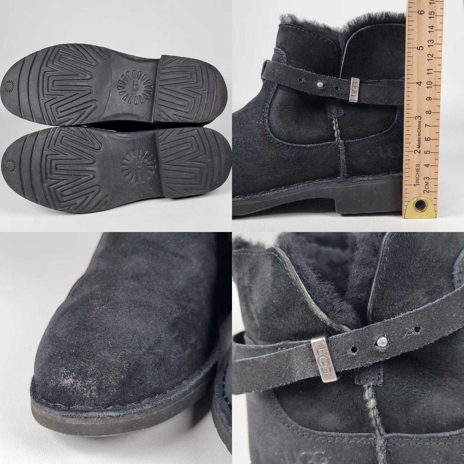 Ugg UGG Bootie Women's Suede Buckle Shearling Fur Black Ankle Boot 9 Size US 9 / IT 39 - 8 Thumbnail