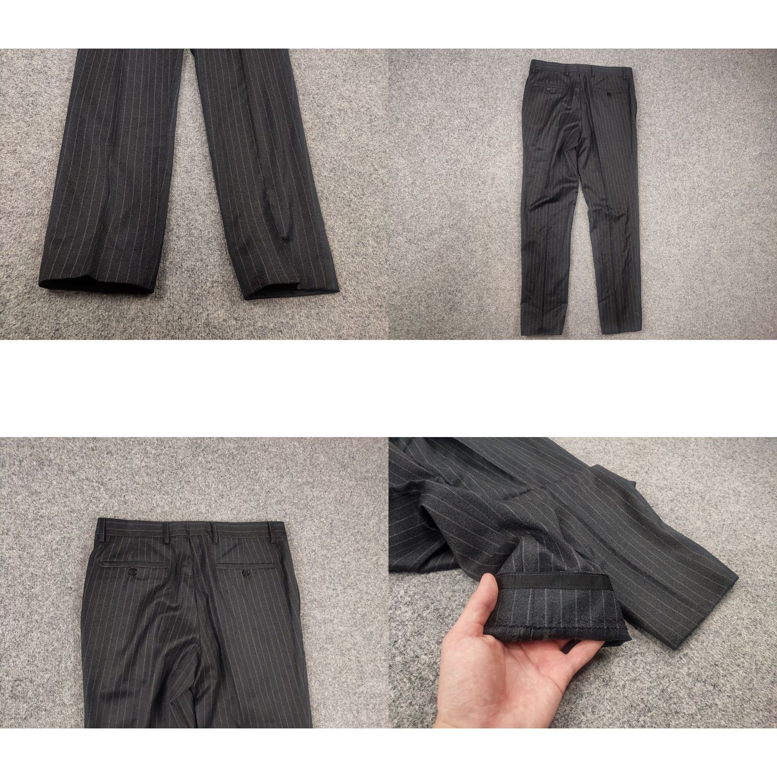 Paoloni Paoloni Quarantotto Reda Super 110s Wool Gray Striped Blazer Pants Suit Size 40R - 9 Thumbnail